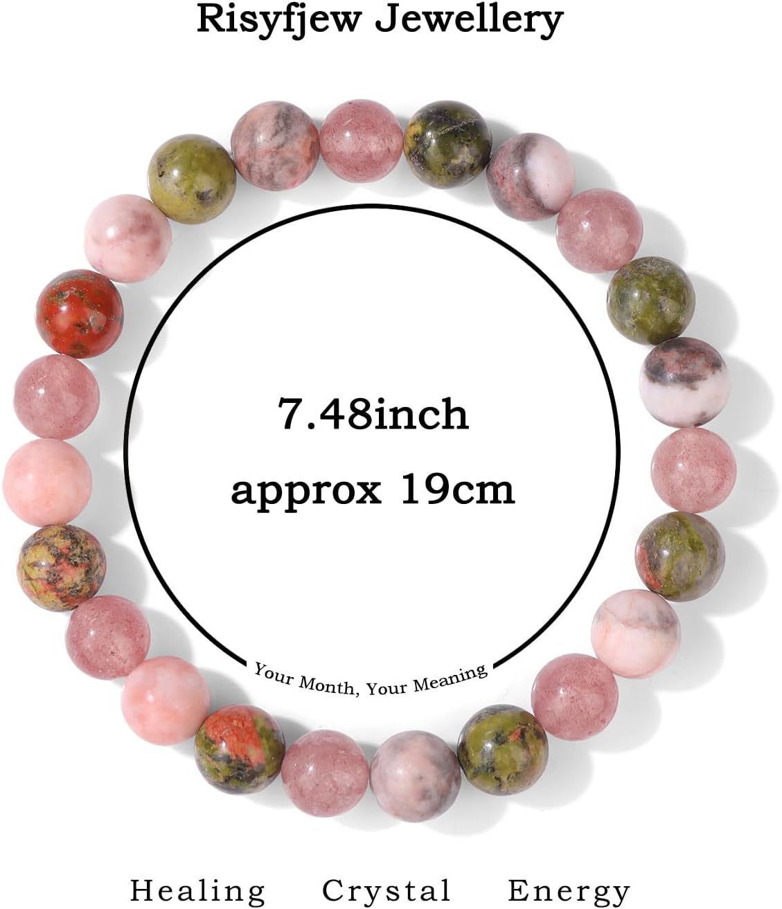 Birthstone Crystal Floral Bracelets for Women Men Colorful Stone Bracelet for Women Reduce Anxiety Zodiac Month Bracelet Birthday Graduation Gifts - Image 5
