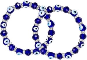 2 Pcs Evil Eye Bead Bracelet, Fashi...