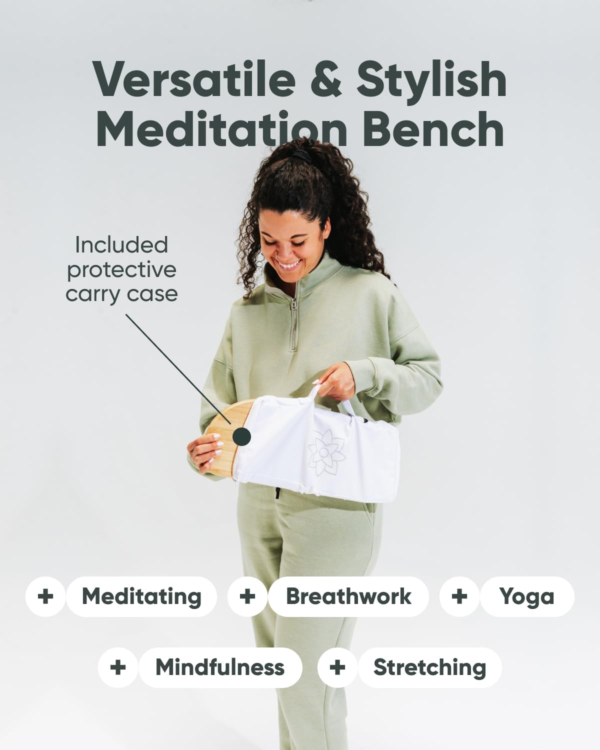 Mindful Modern Folding Meditation Bench - Bamboo Kneeling Stool with Locking Magnetic Hinges - Portable Cross Legged Folding Seiza Chair w/Travel Bag - Image 5