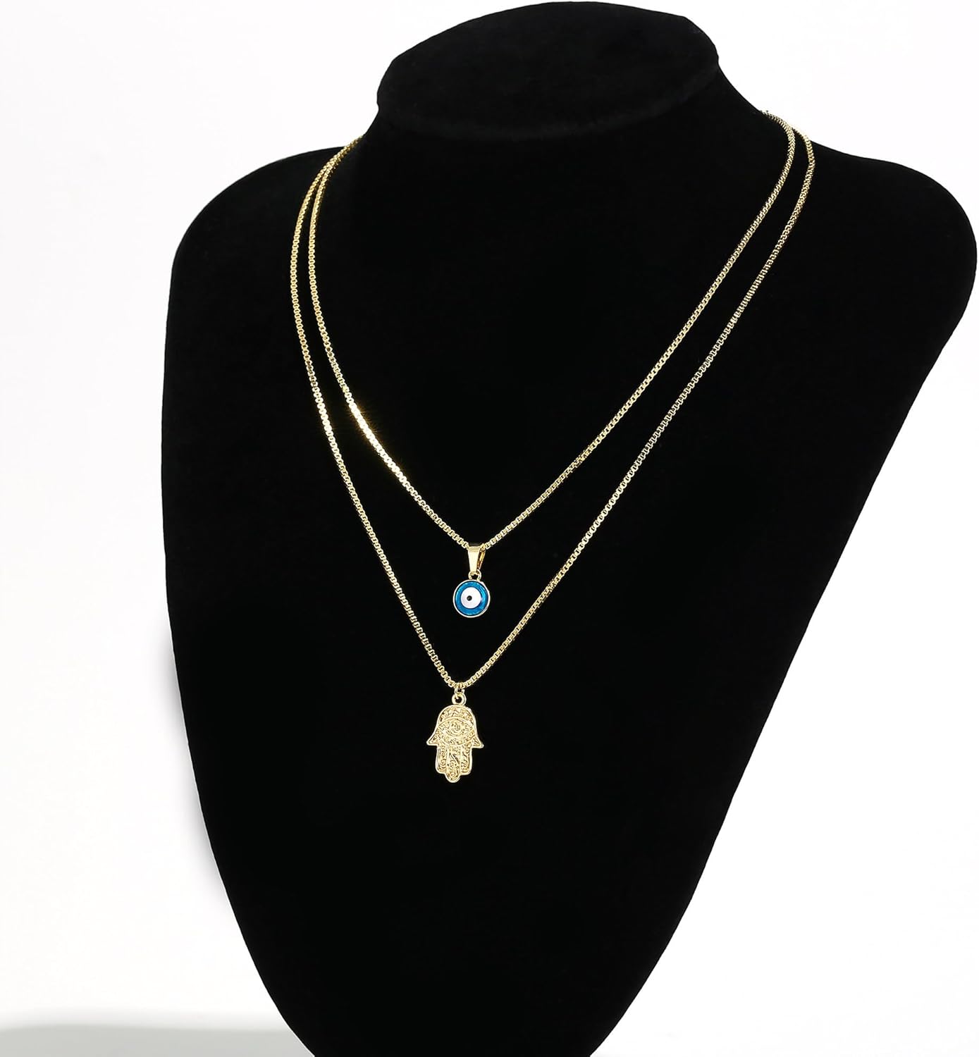 Evil Eye Necklace for Women 14K Gold Plated Delicate Necklaces Blue White CZ Diamond Pendant Necklace Cute Boho Tiny Evil Eye Lucky Protection Jewelry Gift for Women - Image 7