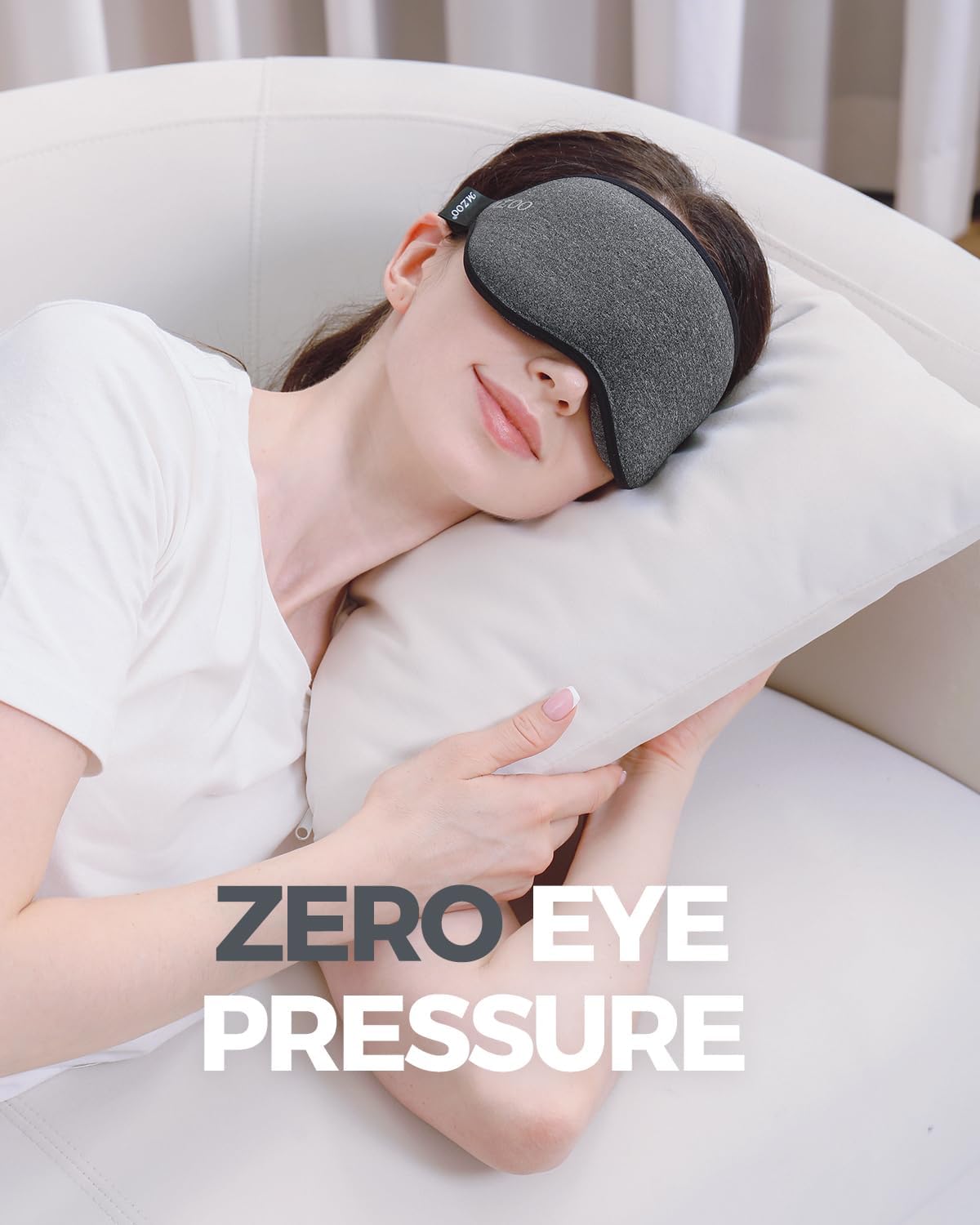 MZOO Luxury Sleep Mask for Back, Side Sleeper, Complete Light Blocking Sleeping Eye Mask Night Blindfold, 3D Zero Pressure & Spacious for Lash Extensions, Breathable Soft Eye Cover Flight Nap Travel - Image 4