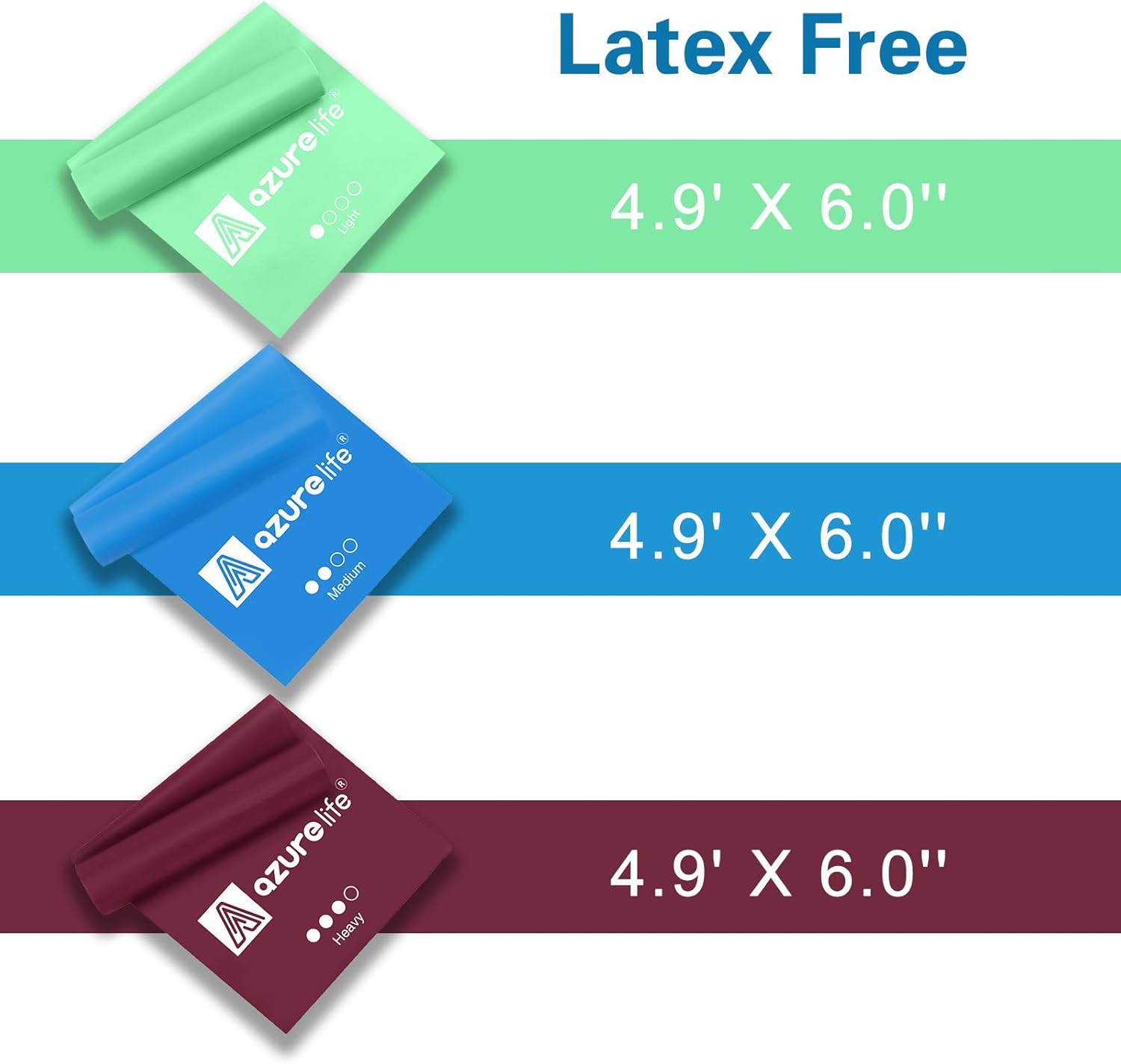 A AZURELIFE Resistance Bands,Professional Long Non-Latex Elastic Stretch Bands,Exercise Bands for Physical Therapy, Yoga, Pilates, Rehab, at-Home or The Gym Workouts, Strength Training - Image 3