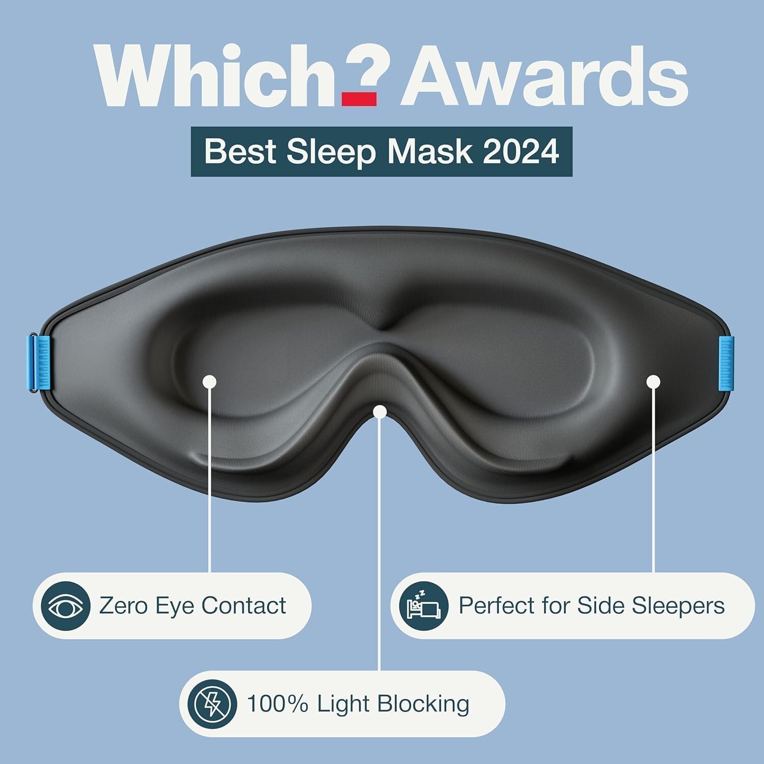 MyHalos® Sleep Mask – 3D Blackout Eye Mask for Women & Men, Side Sleepers, Zero Pressure Memory Foam Eyelash Friendly, Breathable,Award-Winning Sleep Aid for Travel (Black, 1 Count (Pack of 1) - Image 5