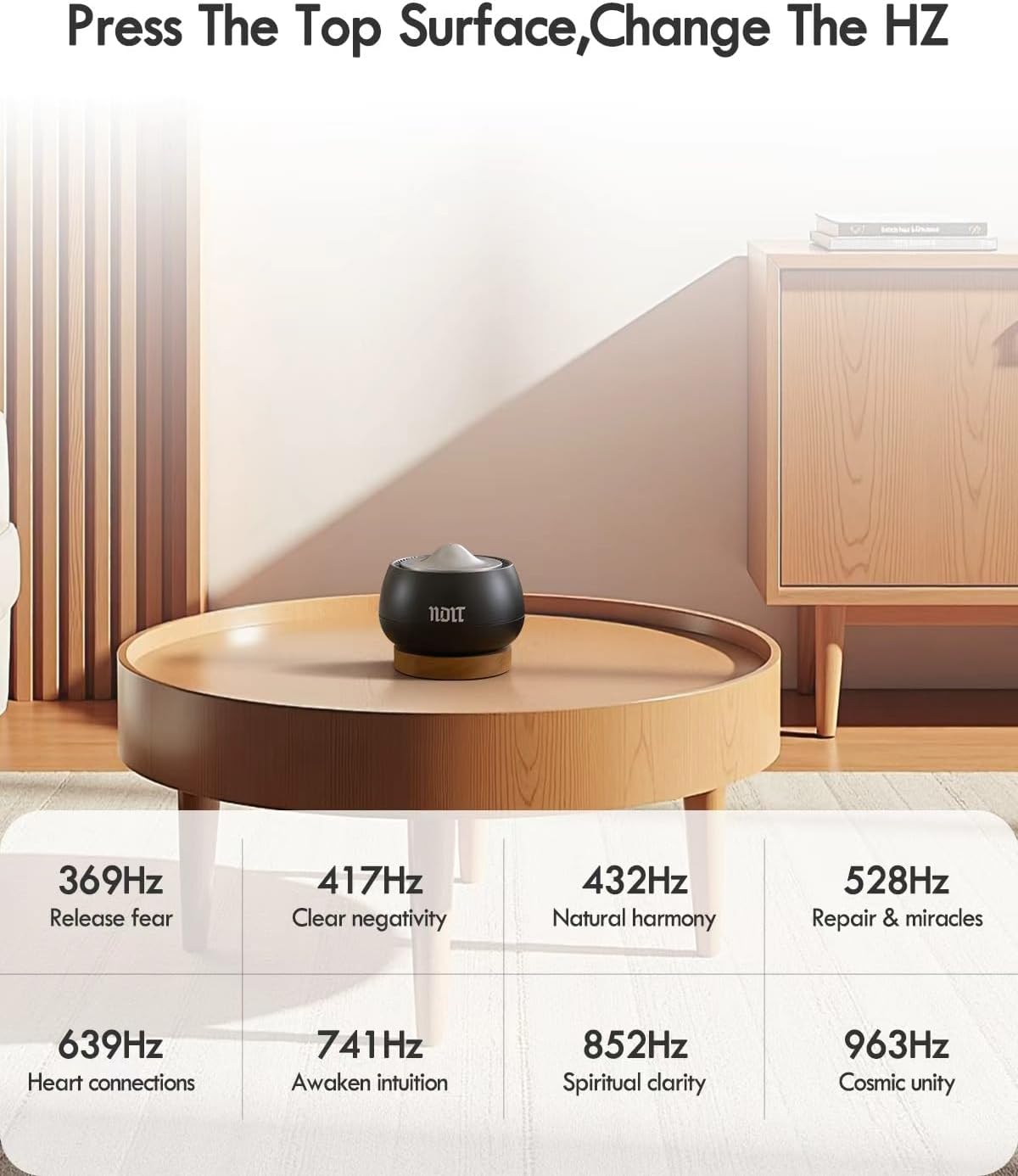 Portable Electronic Tibetan Singing Bowl, 8 Healing Frequencies (369-963Hz), Auto/Manual Mode, Vibration & Timer - USB-C Rechargeable Meditation Device for Yoga, Relaxation, Reiki, Best Gift Choice - Image 5