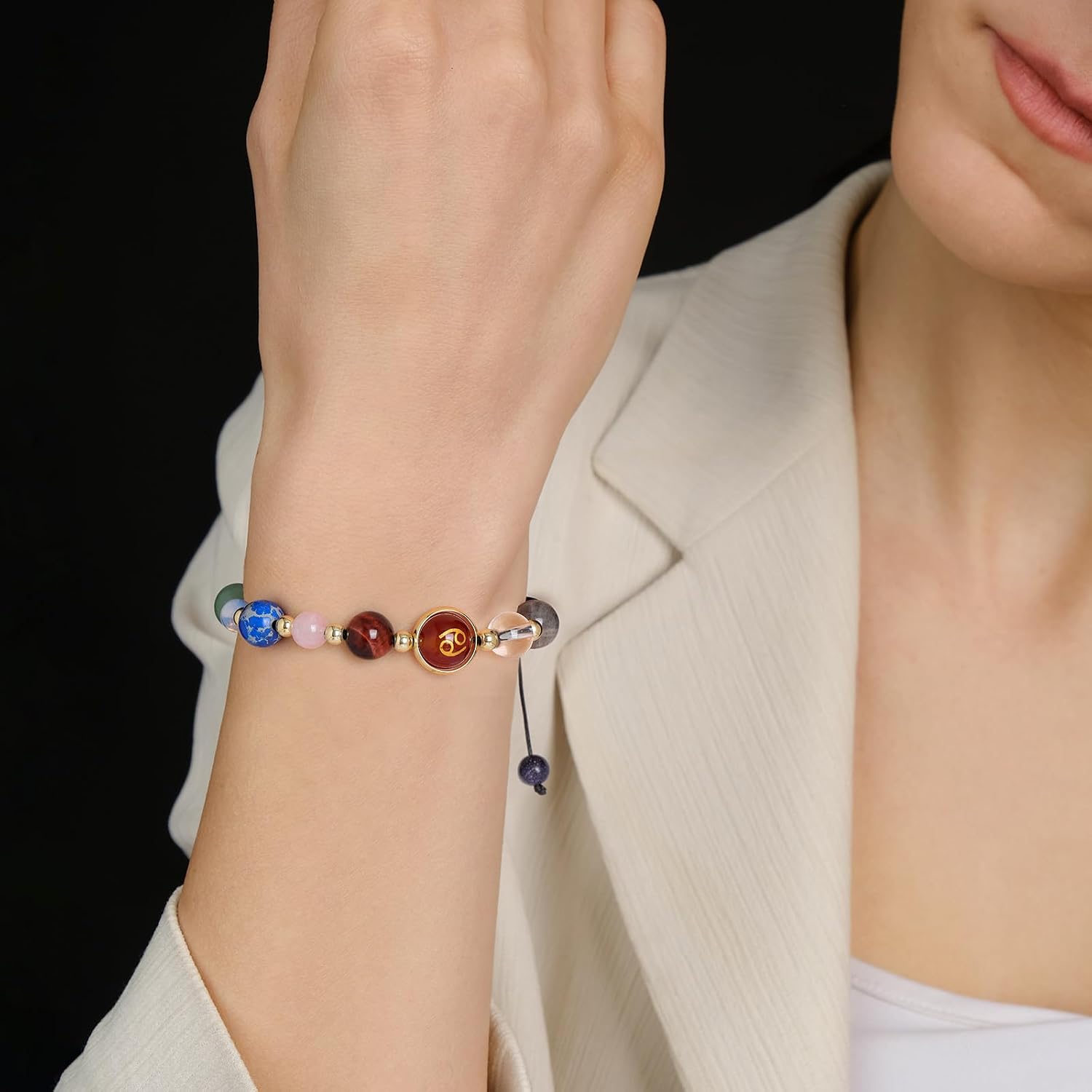 Vinswet Zodiac Bracelets for Women Men,12 Constellations Healing Crystal Stone Beads Bracelet Birthday Zodiac Gifts Horoscope Spiritual Jewelry Bracelet Gifts - Image 3