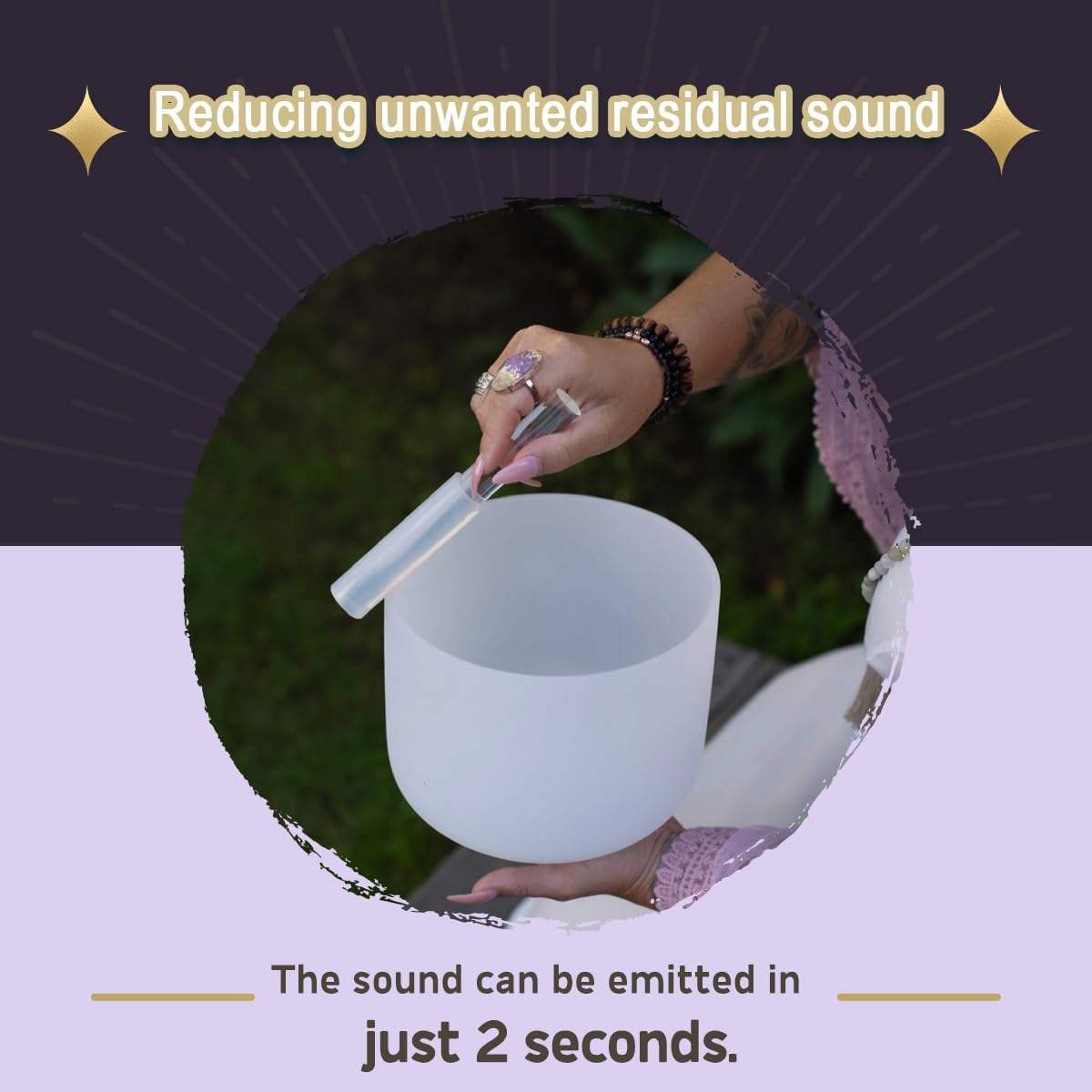Singing Bowl Mallet Clear Acrylic Base Silicone Rubber Striker Mallet for Playing Quartz Crystal Singing Bowl with Bundle Pocket(Clear) - Image 5