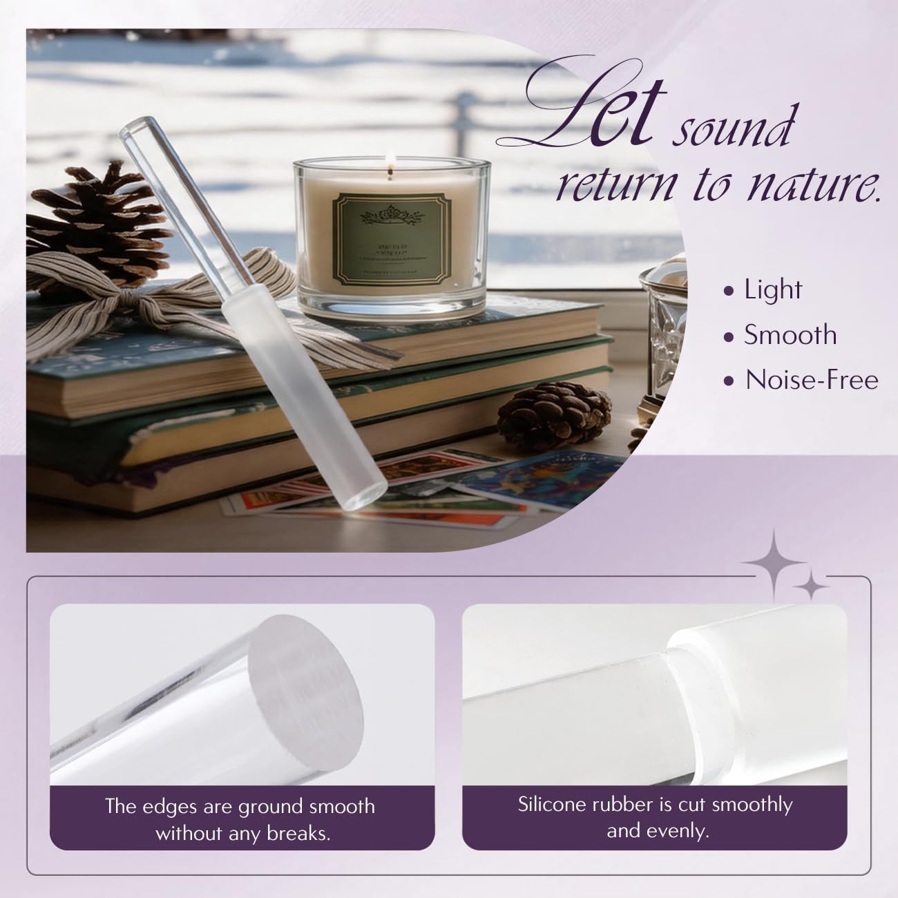Singing Bowl Mallet Clear Acrylic Base Silicone Rubber Striker Mallet for Playing Quartz Crystal Singing Bowl with Bundle Pocket(Clear) - Image 4