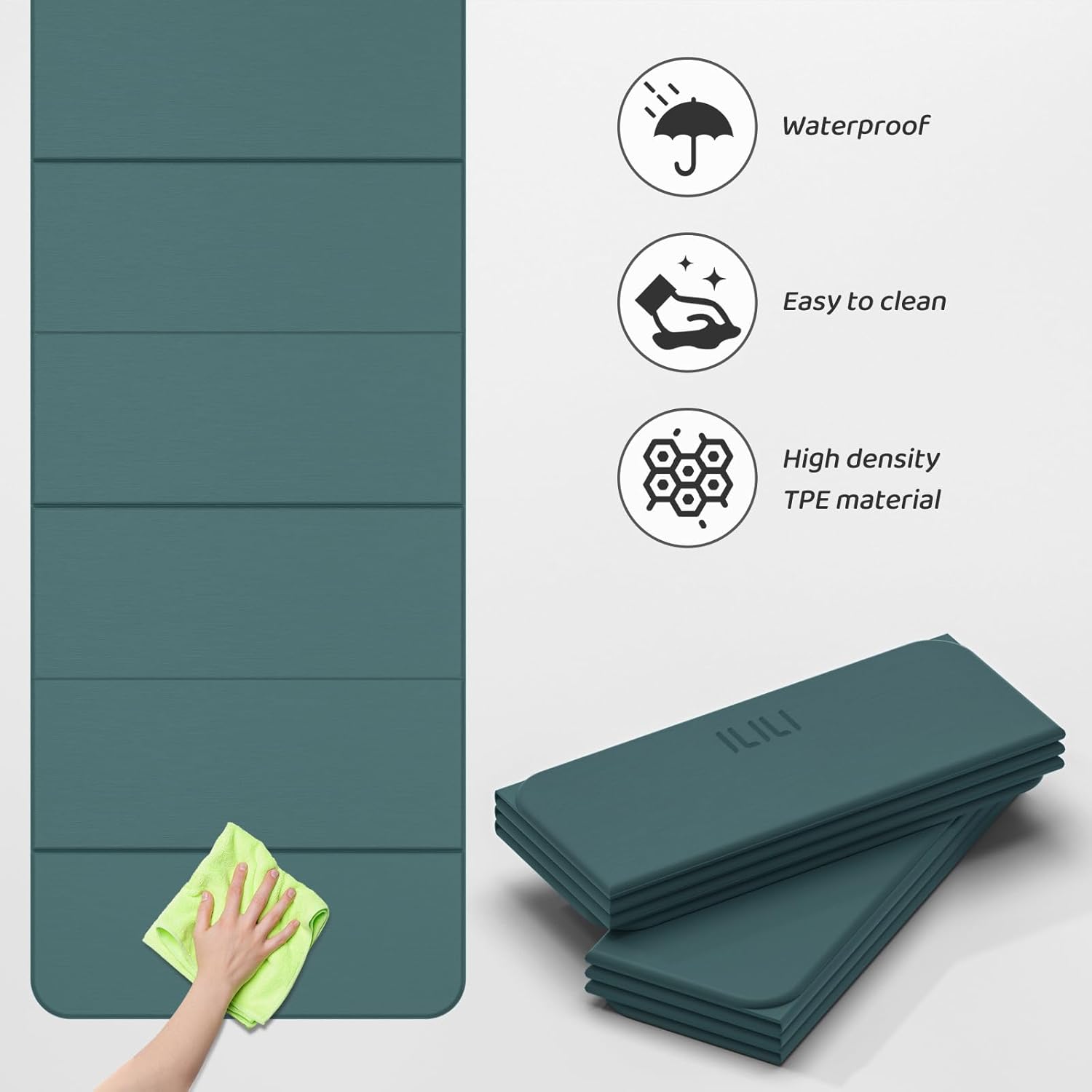 ILILI Foldable Yoga Mat 71 * 24 * 0.3 Inch, Lightweight TPE Non Slip Exercise Mat, Waterproof Portable Fitness Mat for Home Gym, Pilates, Stretching & Daily Workouts - Image 5