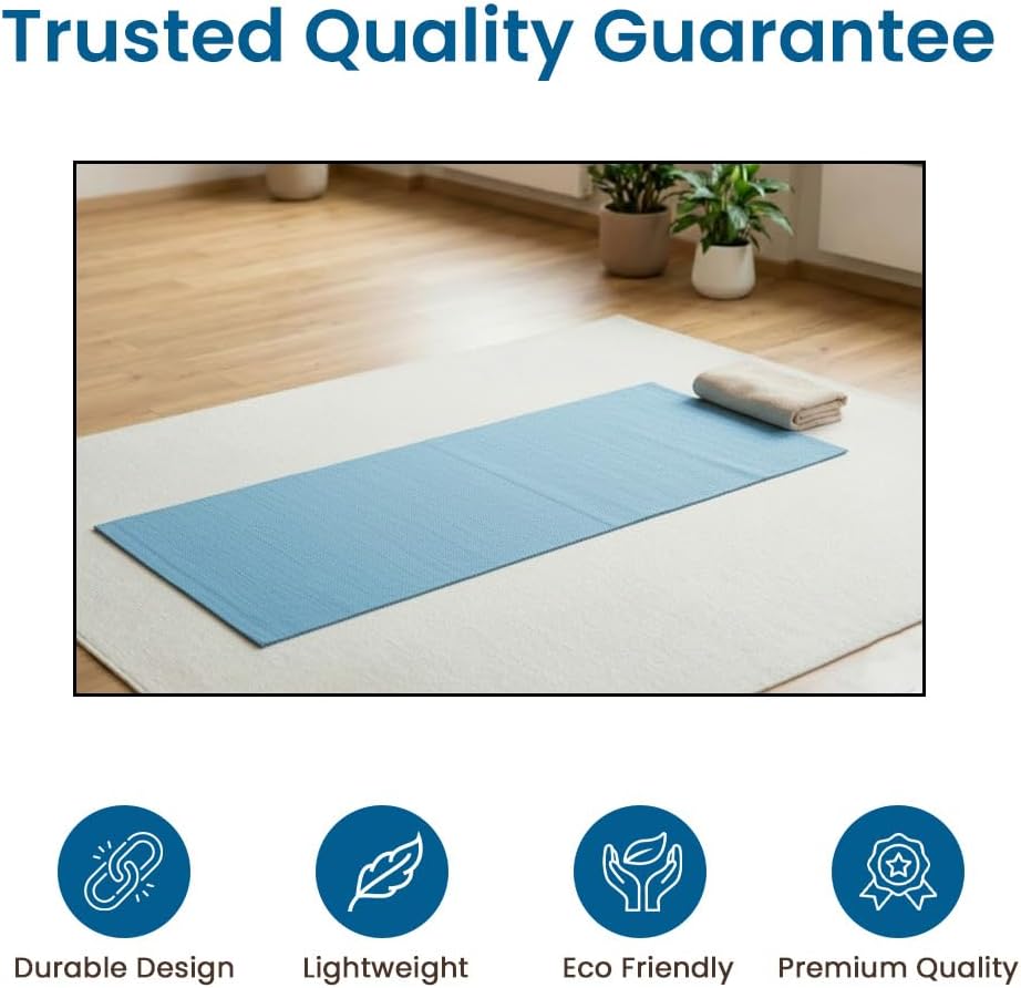 LFH Home Handmade Cotton Yoga Mat Cotton Rug picnic mat For Exercise, Workout, Fitness - Perfect Heavy Quality Eco Friendly Natural Cotton Woven Reversible Yoga Mats for Men & Women - 72x26 Inch. - Image 10