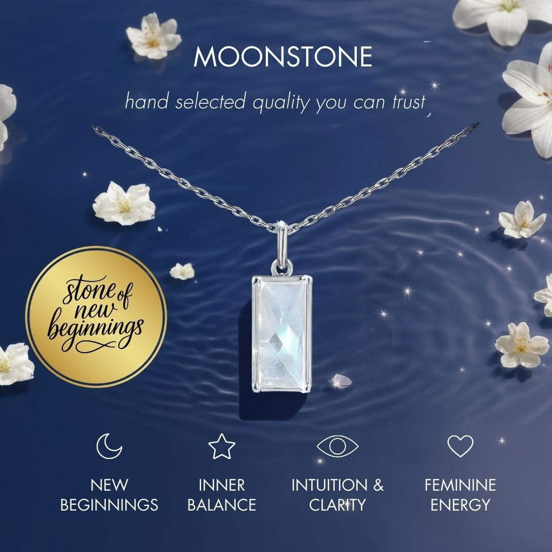 HOPE LOVE SHINE New Beginnings Rainbow Moonstone Sterling Silver Necklace for Women - Image 2