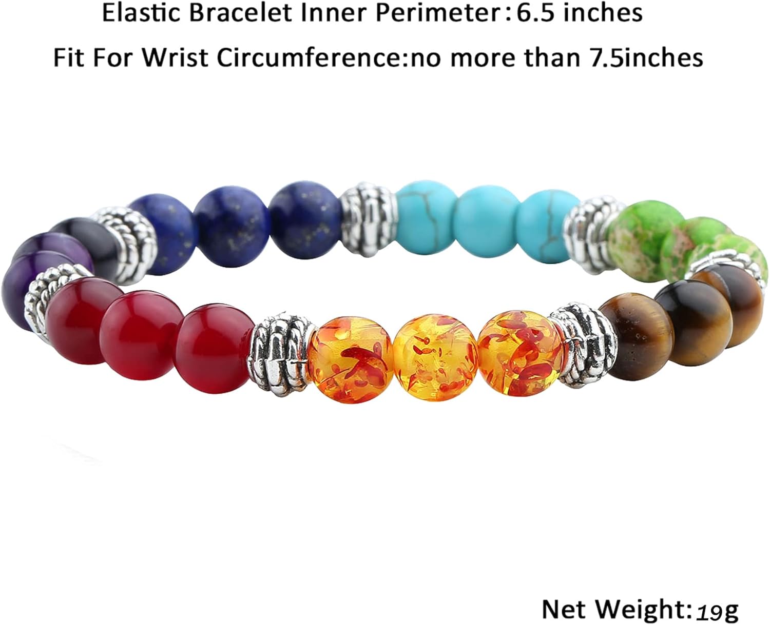 Jovivi 7 Chakras Bracelet Reiki Natural Gemstone Healing Balancing Round Beads Crystal Stone Bracelets for Women - Image 4