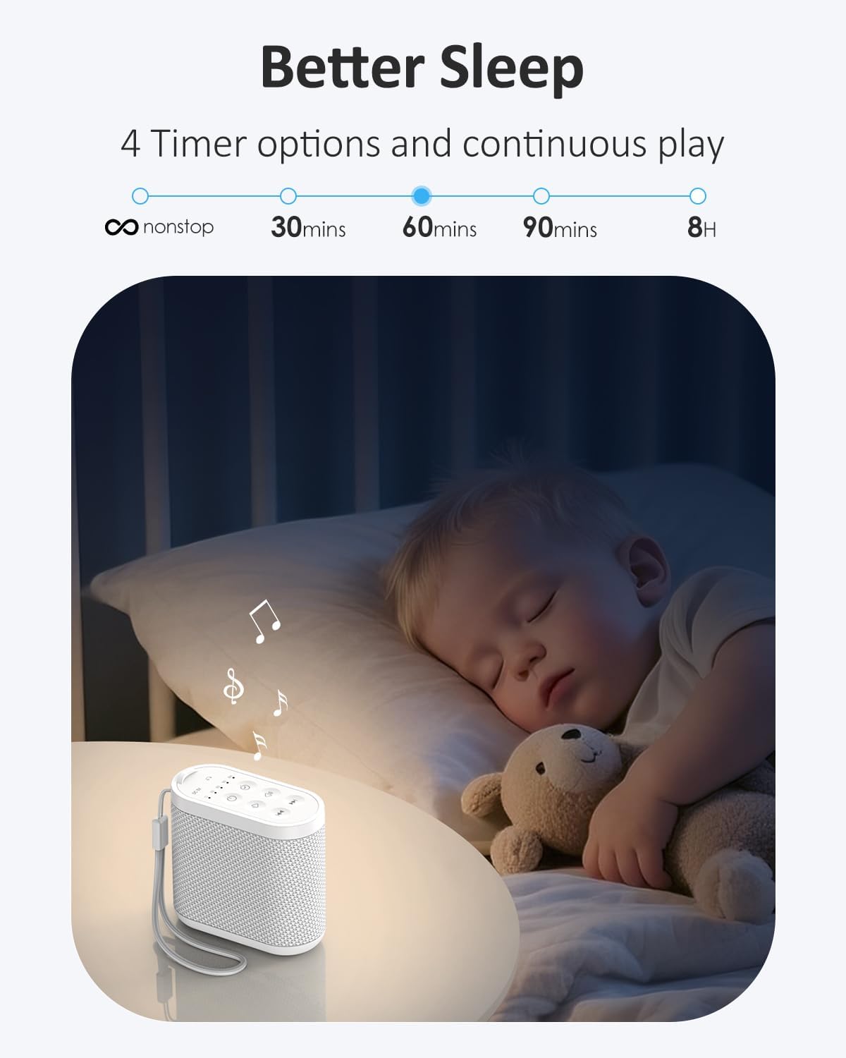 Portable Travel Sound Machine for Adults, Baby Sleeping : Super Long-Lasting & Rechargeable Battery, Headphone Jack, 21 Sounds - White Noise Machine for Office Privacy & Noise Canceling, Home, Gift - Image 6
