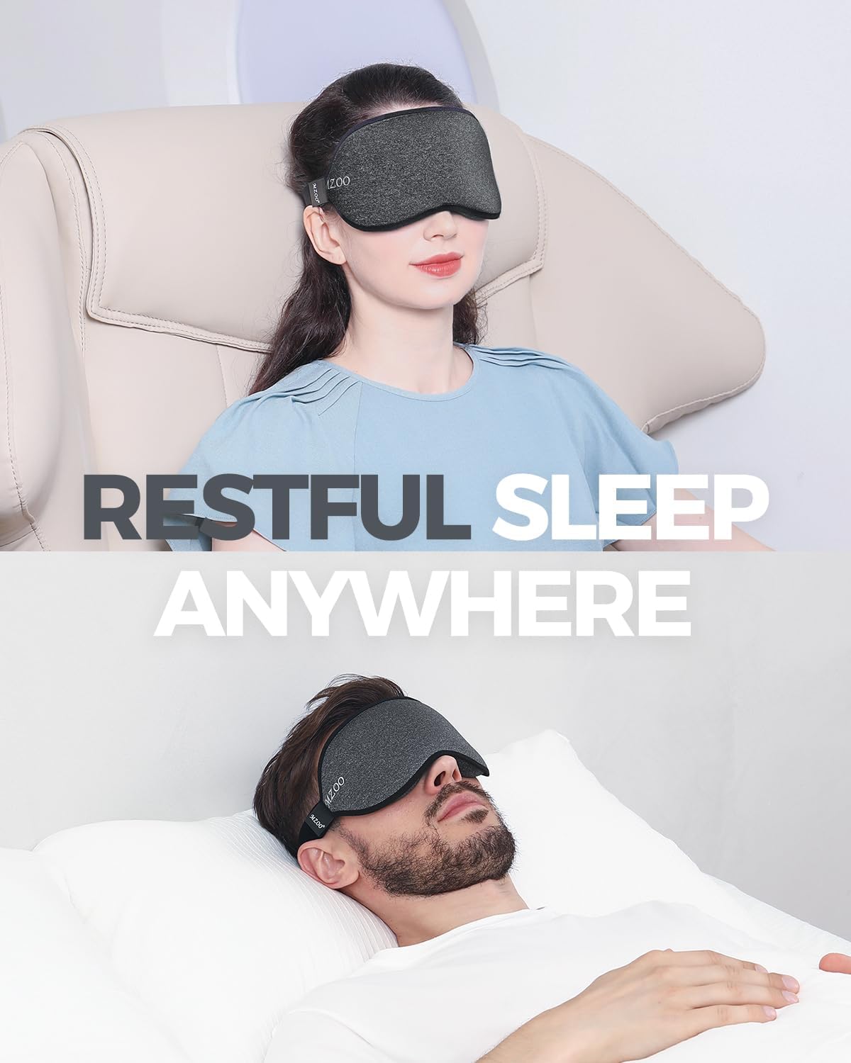 MZOO Luxury Sleep Mask for Back, Side Sleeper, Complete Light Blocking Sleeping Eye Mask Night Blindfold, 3D Zero Pressure & Spacious for Lash Extensions, Breathable Soft Eye Cover Flight Nap Travel - Image 7
