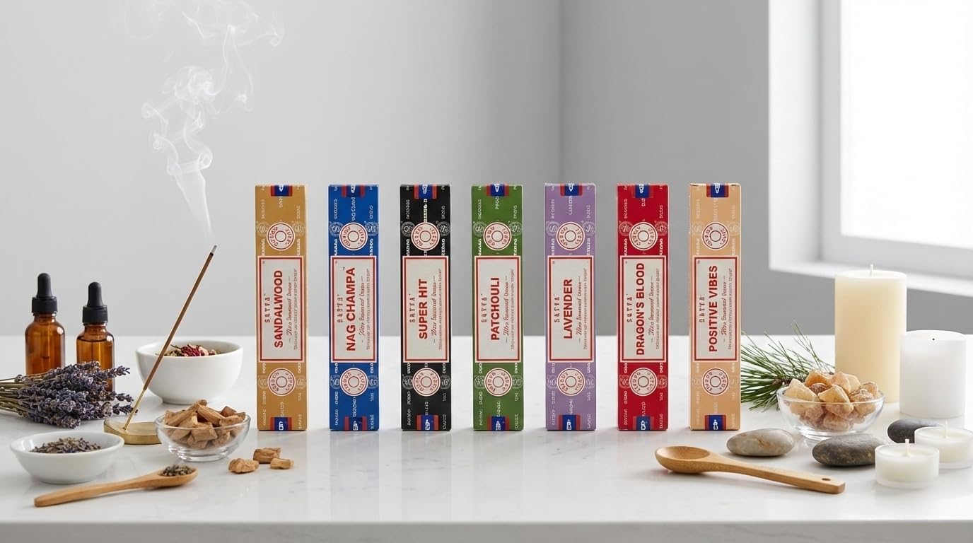 Satya Incense Gift Set Nag Champa, Super hit, Dragon's Blood, Sandalwood, Patchouli, Lavender, Positive Vibes, 15 g - Image 5