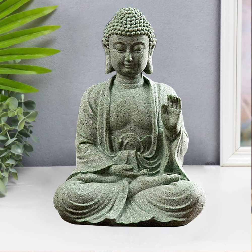 fazhongfa Mini Buddha Statue 4.7 Inch Natural Stone Handmade Buddha Sculptures Creative Zen Garden Aquarium Fish Tank Decorations Home Decor to Friend Family Mom Father as Gift (Meditation) - Image 6