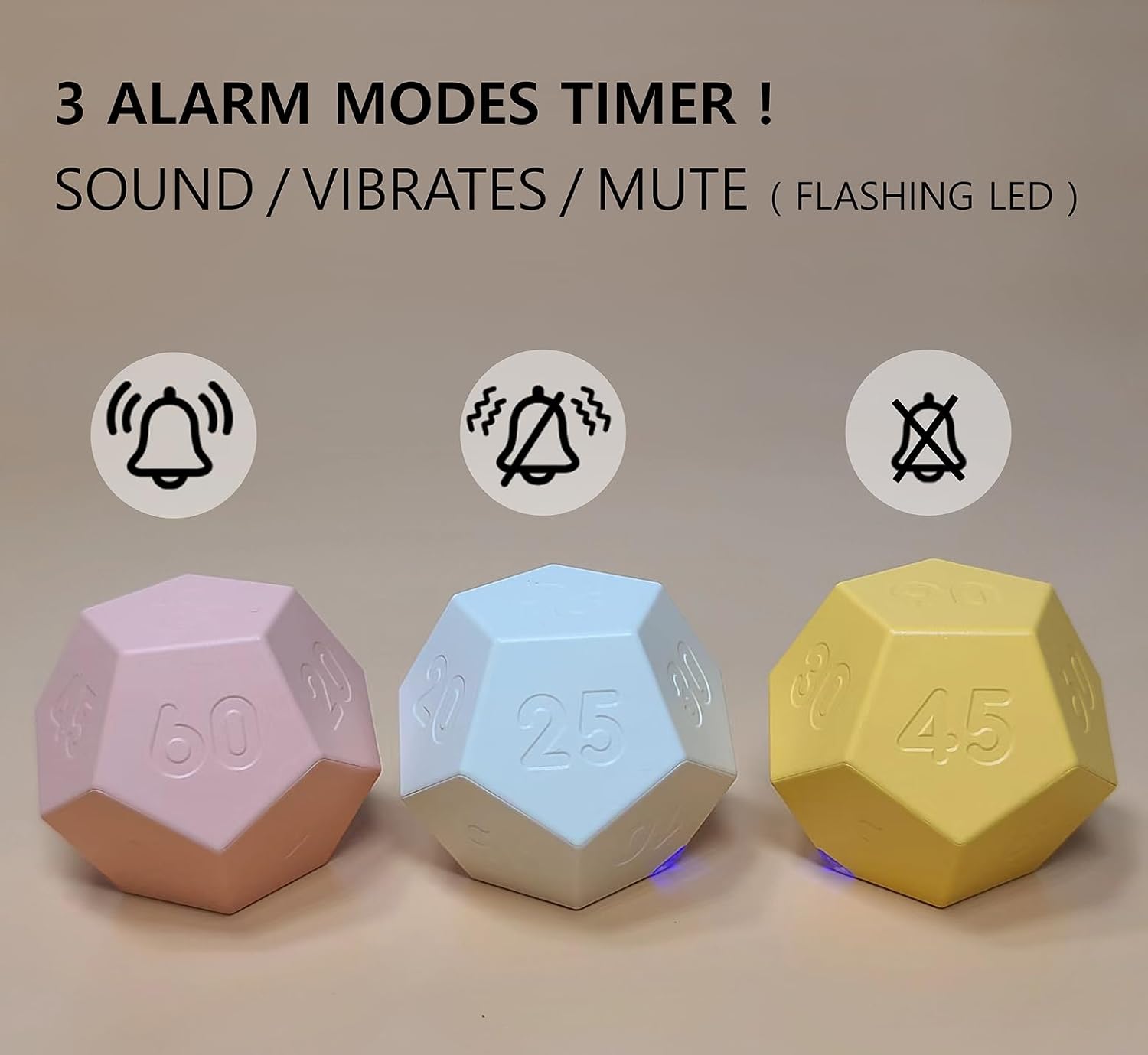 Cube Pomodoro Timer - Flip to Start Countdown, Rechargeable Mini Productivity Timer for Study, Office, 11 Preset Times, Silent/Vibration, Time Management Tool for Kids & ADHD (Yellow) - Image 4