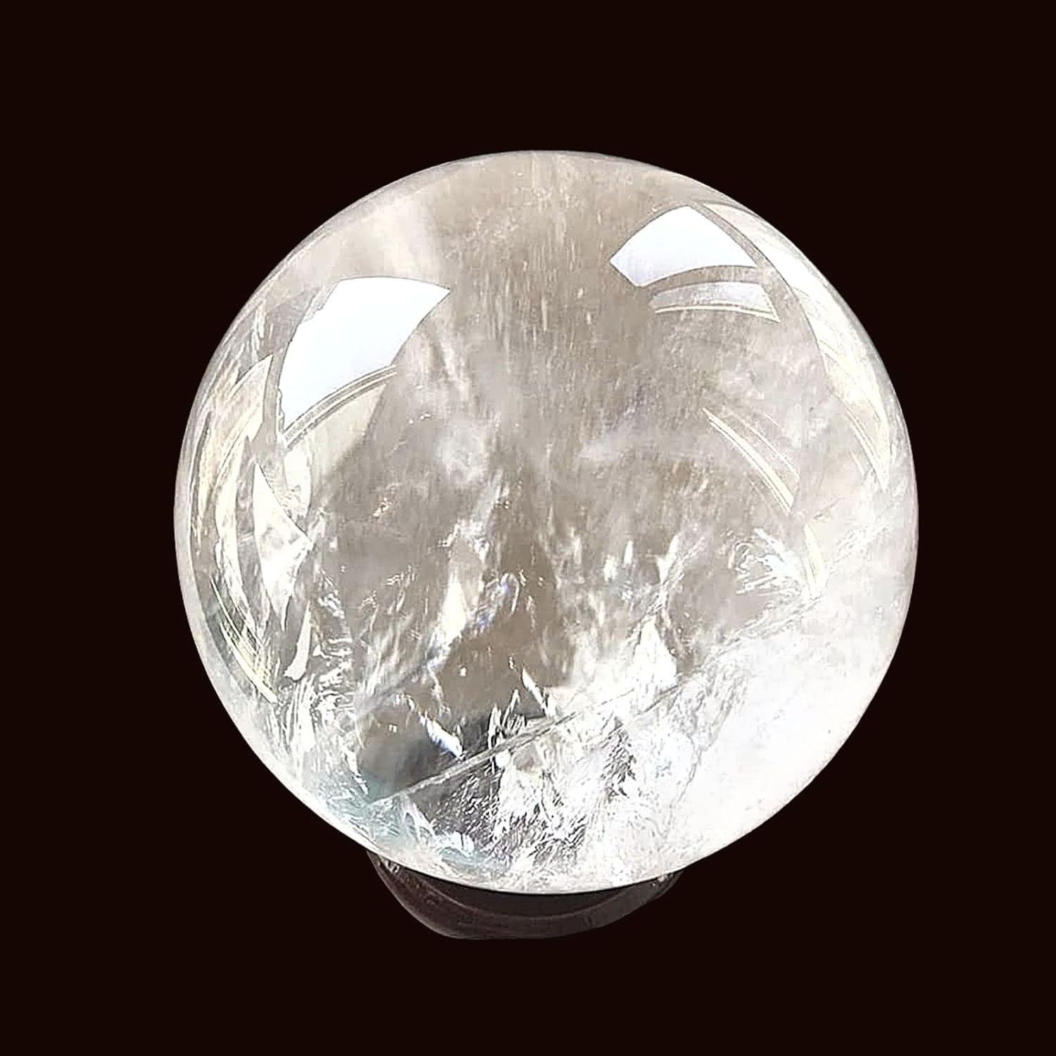 Natural Clear Quartz Crystal Ball,White Crystal Sphere Healing Crystal Ball with Stand Home Decor Prosperous Love Invite Wealth + Pedestal (900g) - Image 4