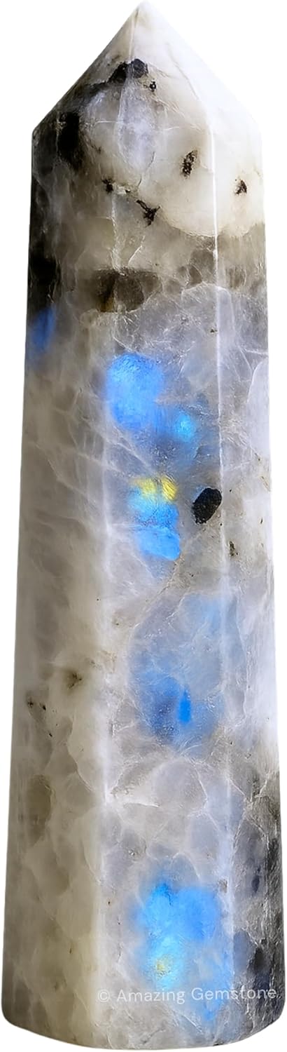 Amazing Gemstone Rainbow Moonstone Crystal Towers - Natural Healing Crystal Point Obelisk for Reiki Healing and Crystal Grid (3" to 4" INCH) - Image 2