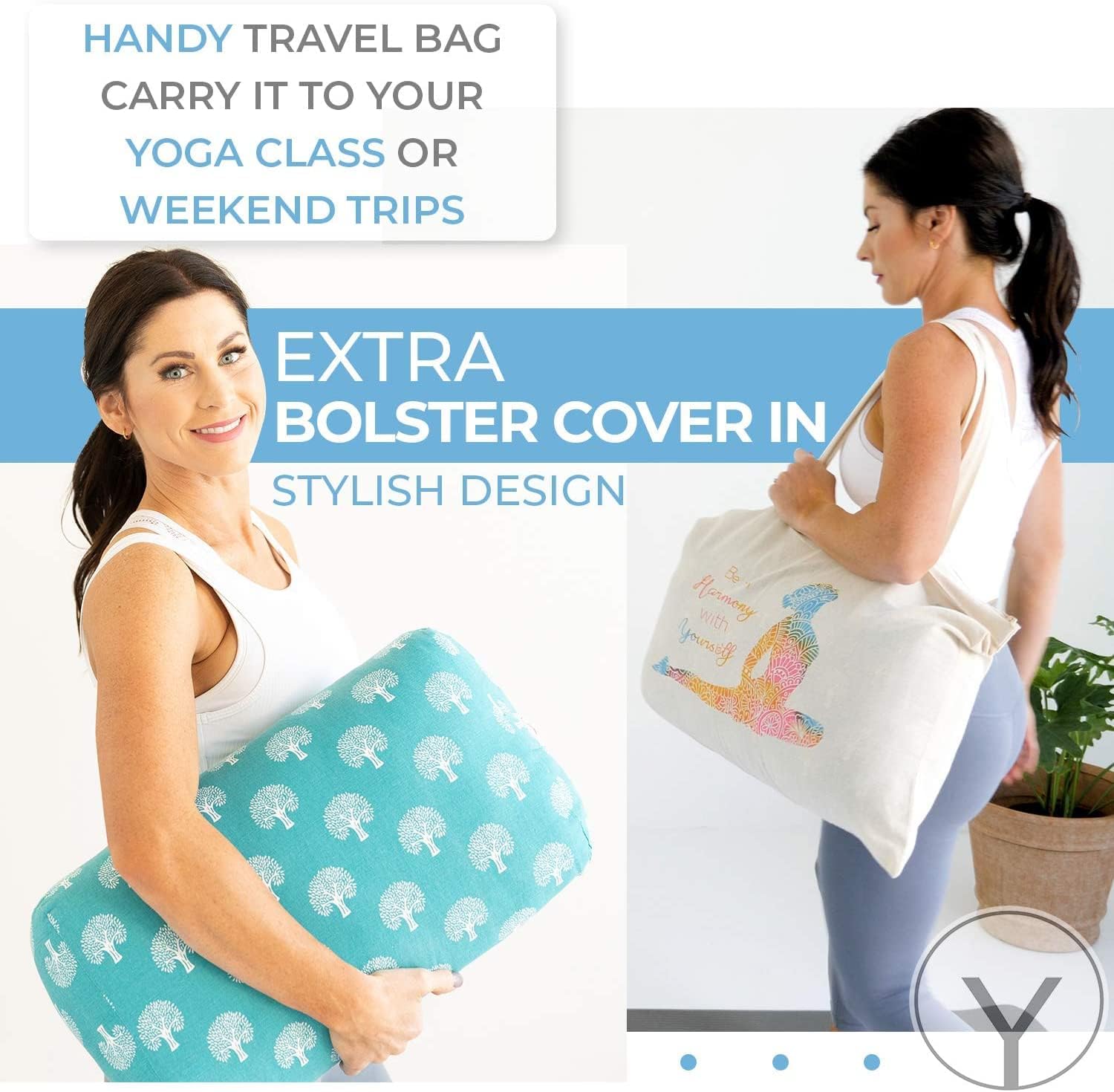 Y O GAYO Yoga Bolster - Made with 100% Cotton, Yoga Pillow Set Includes Extra Washable Cover and Carry Bag - Image 5