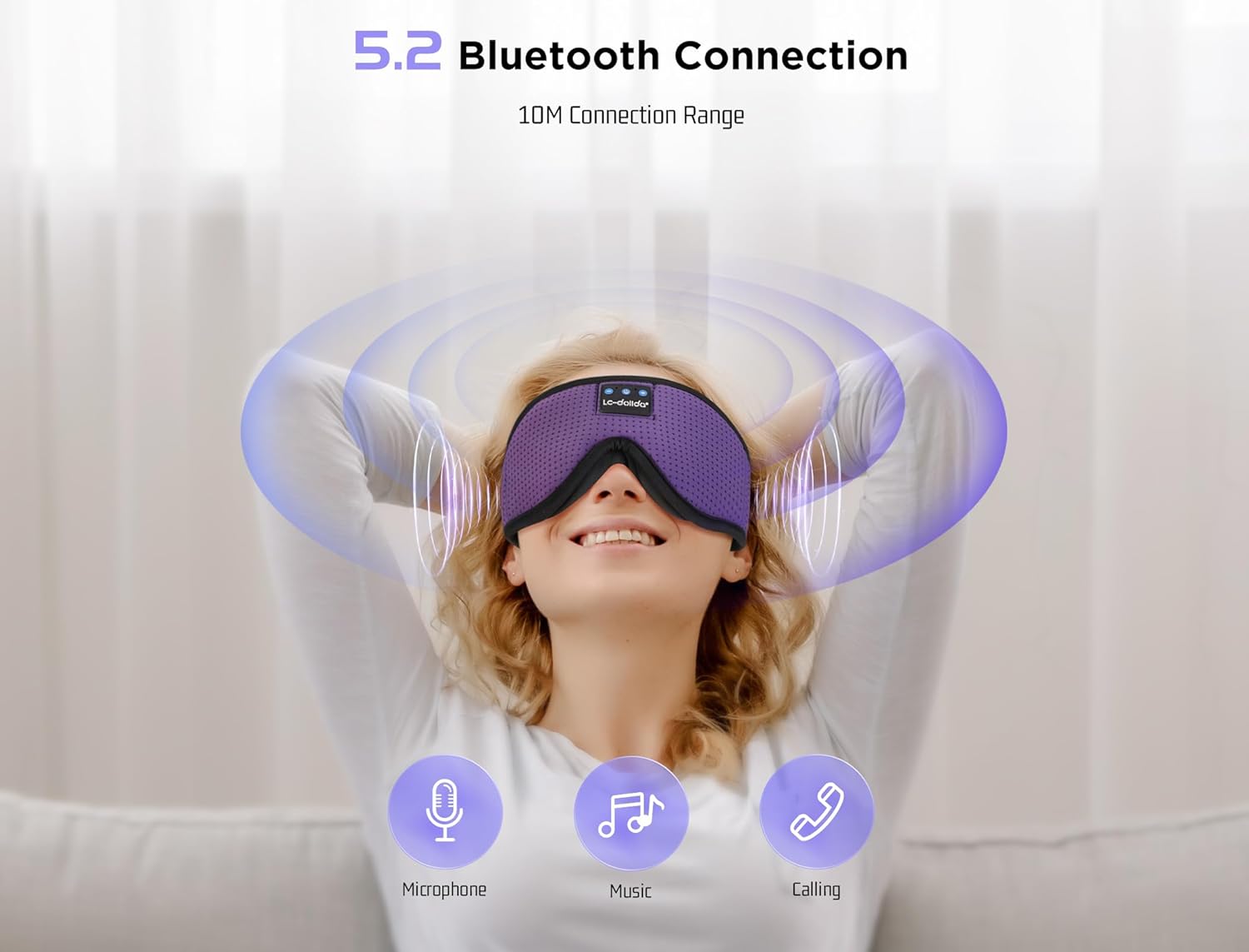 LC-dolida Sleep Mask with Bluetooth Headphones Bluetooth Sleep Mask Sleep Headphones,3D Eye Mask for Sleeping Mask Music Sleeping Headphones for Side Sleepers Meditation Gifts Gadgets for Men Women - Image 4
