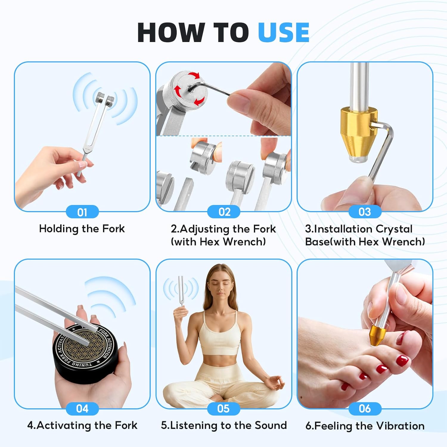Tuning Forks for Healing, 128Hz 136Hz 256Hz 384Hz Tuning Fork Set for Meditation, Yoga and Chakra Energy Therapy, Perfect Healing Gift for Mom or Girlfriend on Mother's Day, Birthday - Image 6