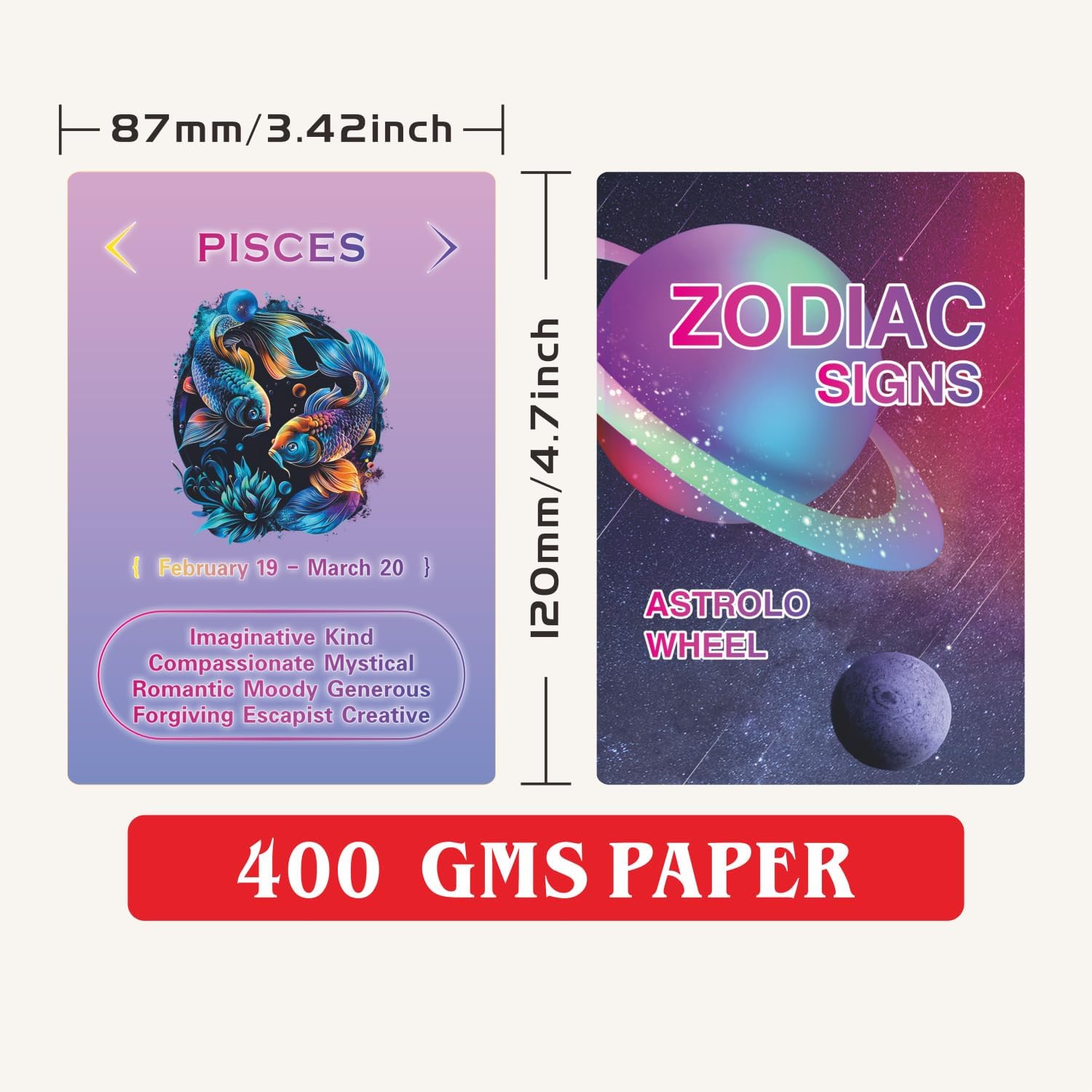 Constellation Oracle Cards, Astrology oracle deck, twelve zodiac signs, wheel charts, correct dates and colors of The twelve zodiac signs,Including their zodiac signs and key personality traits - Image 2