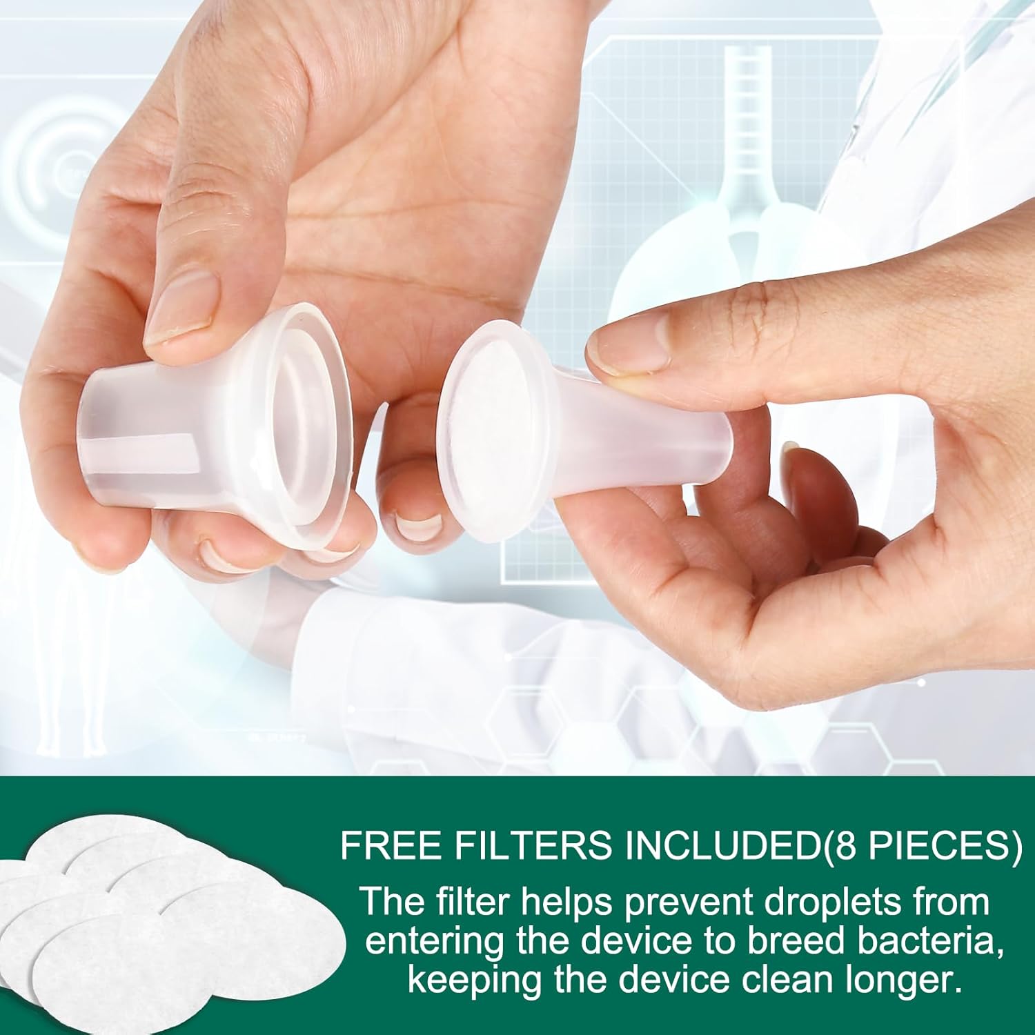 Giyosk Breathing Exercise Device for Lungs, Lung Expansion and Mucus Relief Device, Portable Expiratory Breathing Exerciser with A Set of Accessories, Breathing Trainer for Lung Cleanse(Green) - Image 5