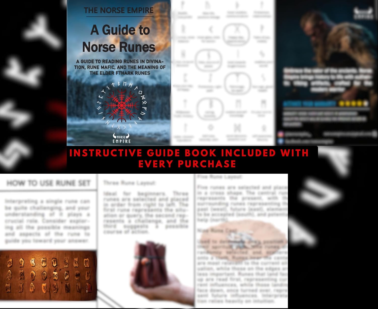 Viking Rune Divination Set Includes a Premium Leather Divination mat and Genuine Bone Elder Futhark runestone Pieces - Image 2