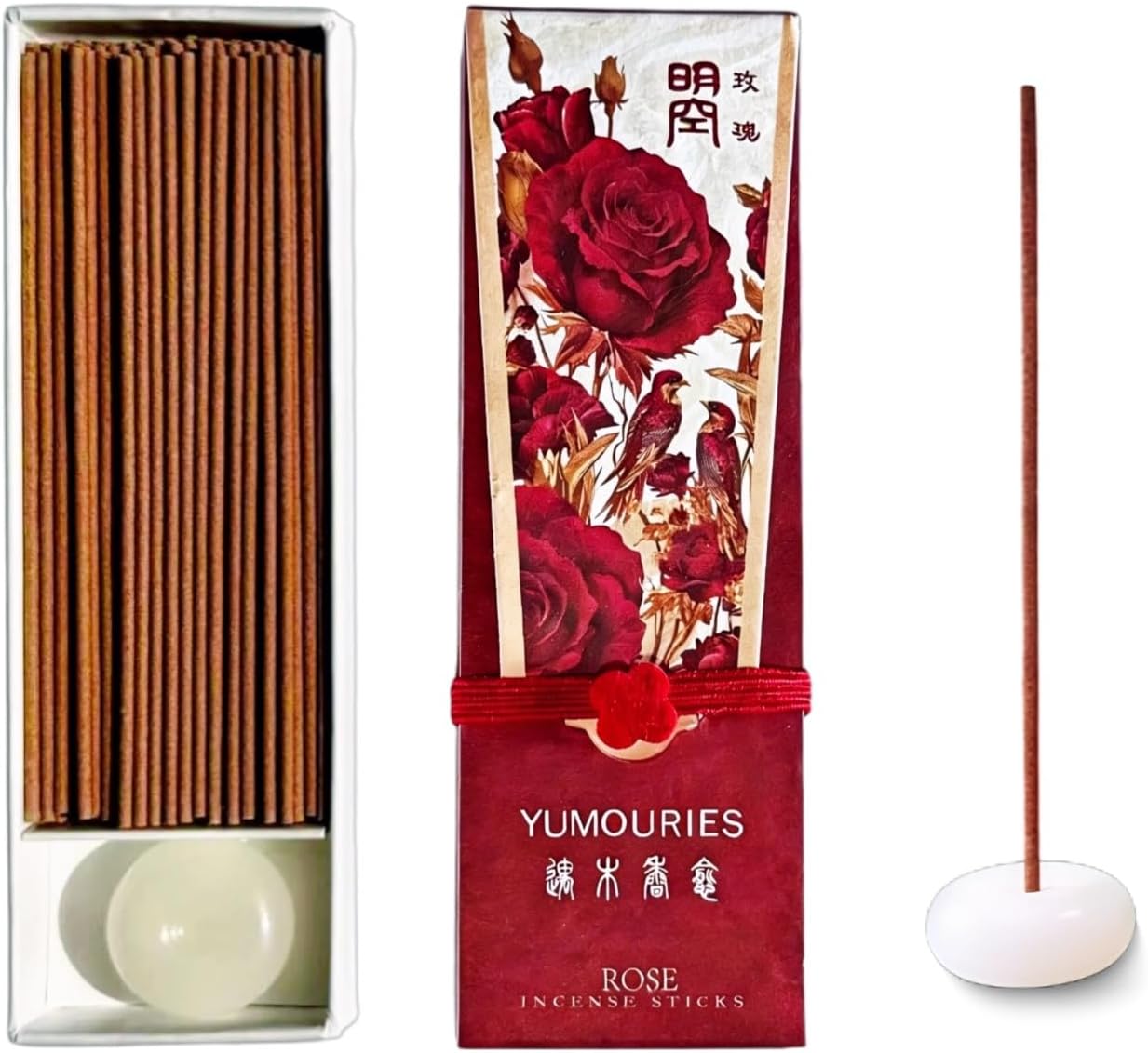 Rose Incense Sticks 30g · Non-Toxic · Low Smoke for Romance | Chinese woody-floral incense, Sandalwood & Agarwood base. No bamboo core. 20-min burn, Ideal for home fragrance & self-love