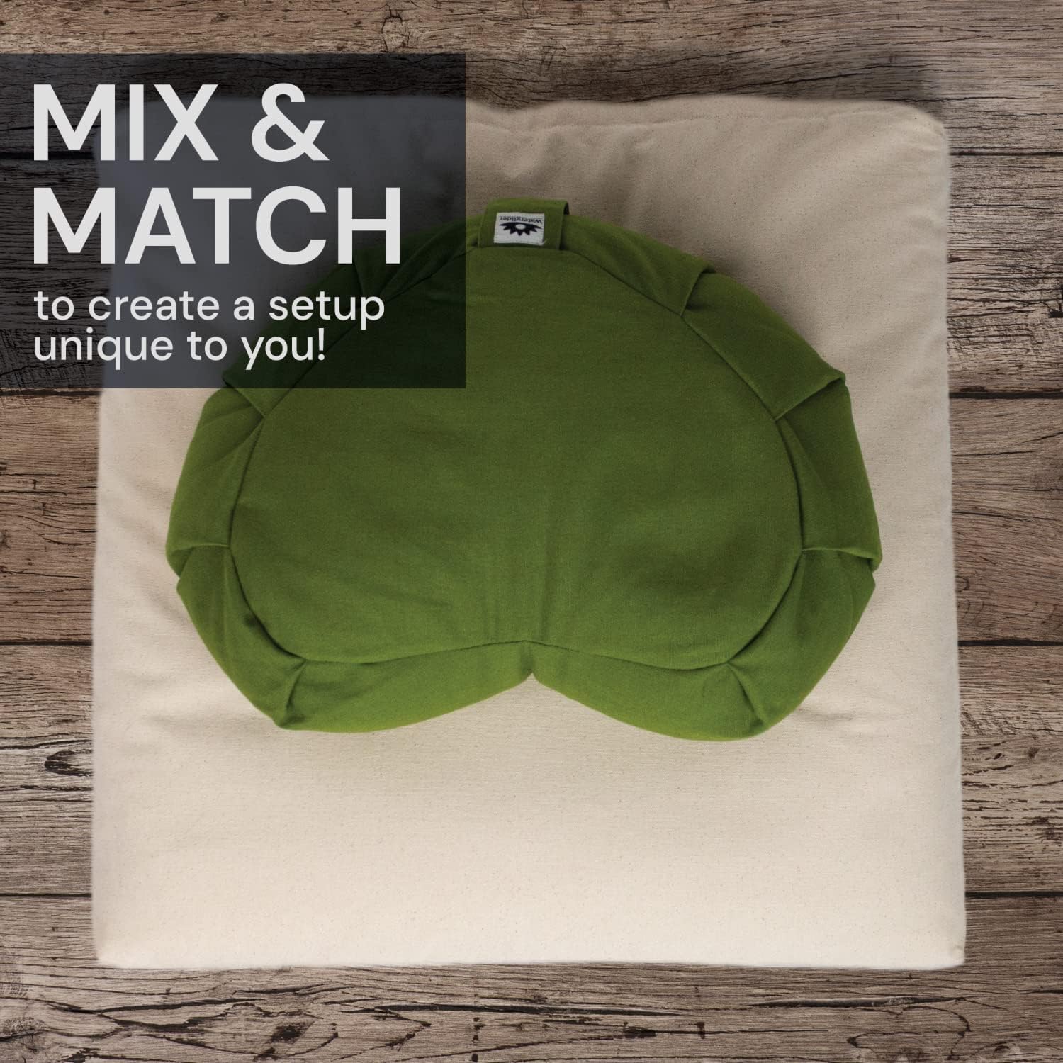 Meditation Cushion (Avocado) Crescent, Buckwheat Husk Filled, Floor Pillow or Cushions, Yoga Seat, Zafu, Made in The USA - Image 9