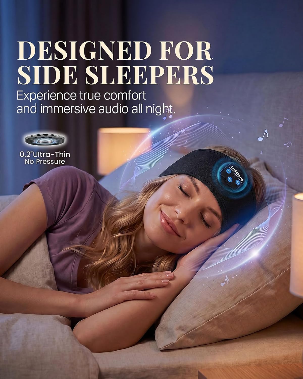 Lullaband Sleep Headphones, Bluetooth Headband Headphones with 12-Hour Battery, Soft Headband for Sleeping, Travel, Exercise, Yoga & Relaxation - Image 2