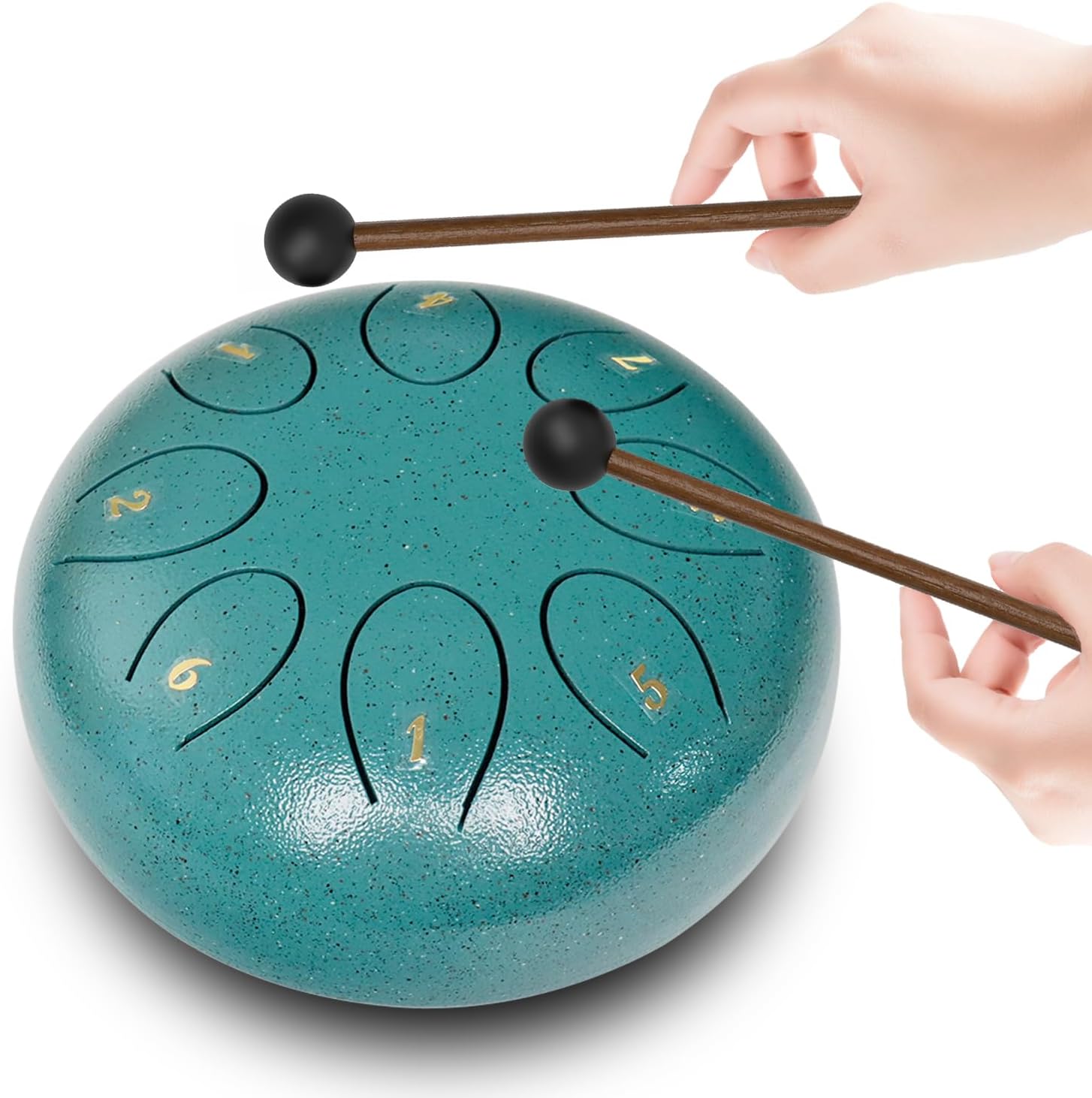 REGIS Steel Tongue Drum 6 Inch 8 Notes, Rain Drum Style Calming Percussion Instrument for Relaxation & Meditation, Musical Gift for Adults & Beginners(malachite) - Image 6