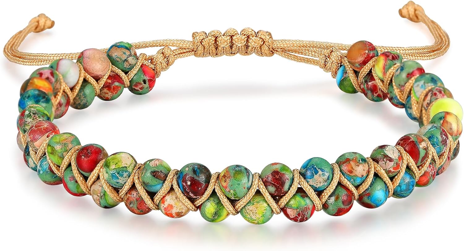 Sriomu 7 Chakra Bracelets for Women Handmade Natural Jasper Stone Healing Bead Bracelet Women Men Boho Friendship Inspirational Jewelry Natural Jasper Stone Double Layer Healing Bead Jewelry Gifts