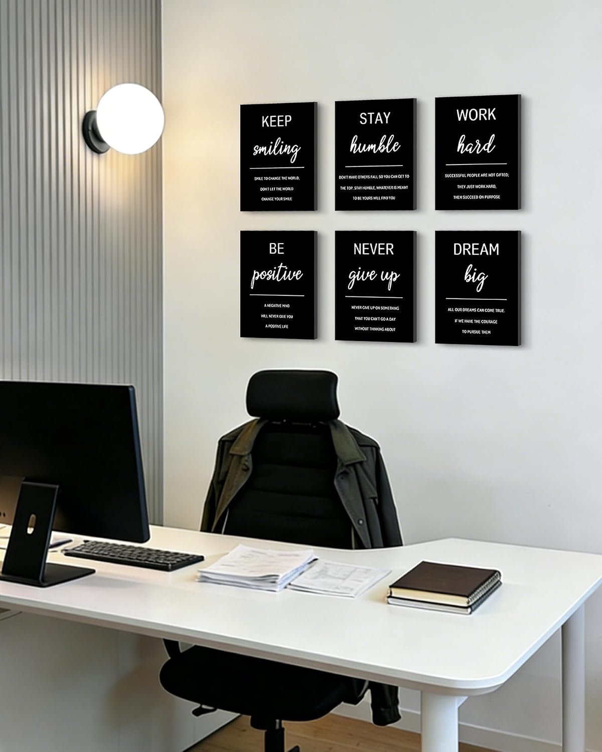 KUVIOKE Inspirational Framed Wall Art Motivational Quotes Wall Decor Encouraging Office Posters Positive Affirmations Sayings for Classroom Bedroom Living Room Ready to Hang Set of 6, 8x10in (Framed) - Image 4
