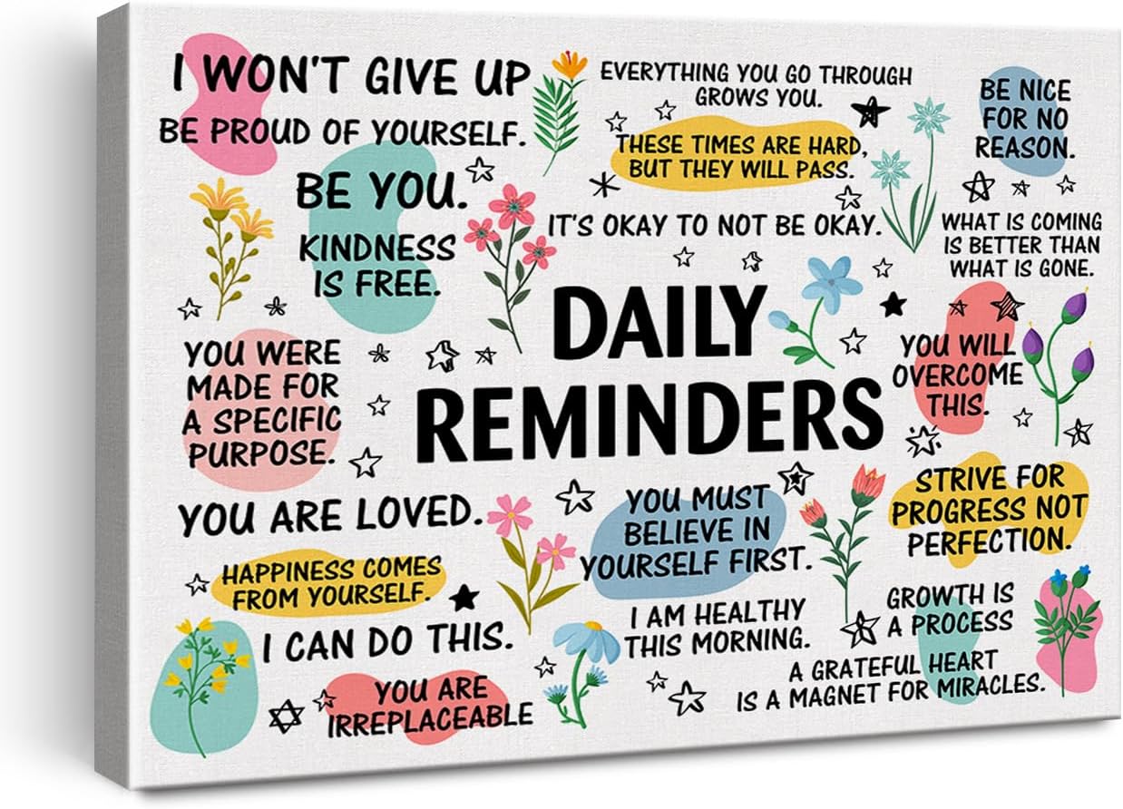 Hijie Inspirational Wall Art Decor Motivational Framed Poster 11.5x15 Inch | Positive Affirmation Wall Decor, Daily Reminders, Encouragement Office Home Print Painting, Easel and Hanging Hook, Canvas