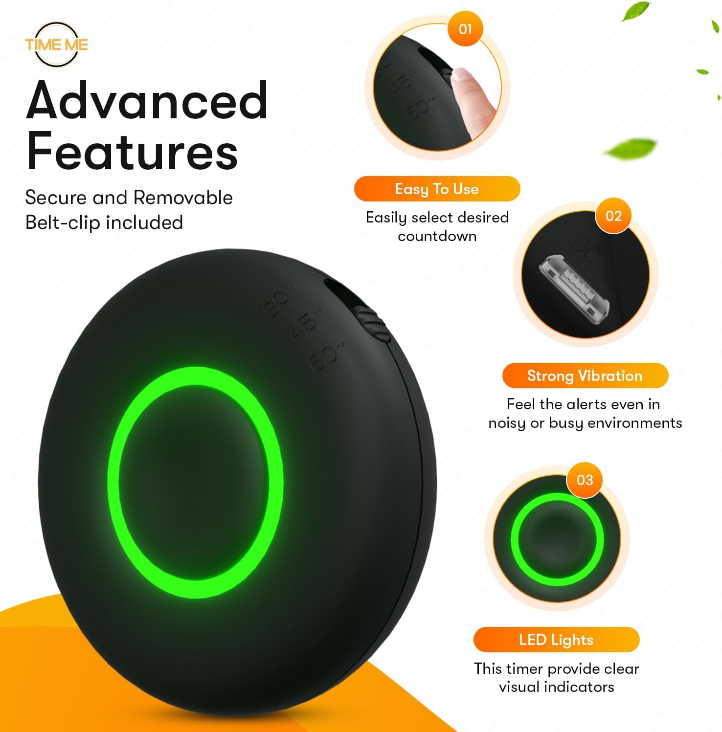 Rest Time Fitness Timer - Countdown Gym Timer and Stopwatch, Vibrating, Compact Design, Rechargeable Battery - Image 3