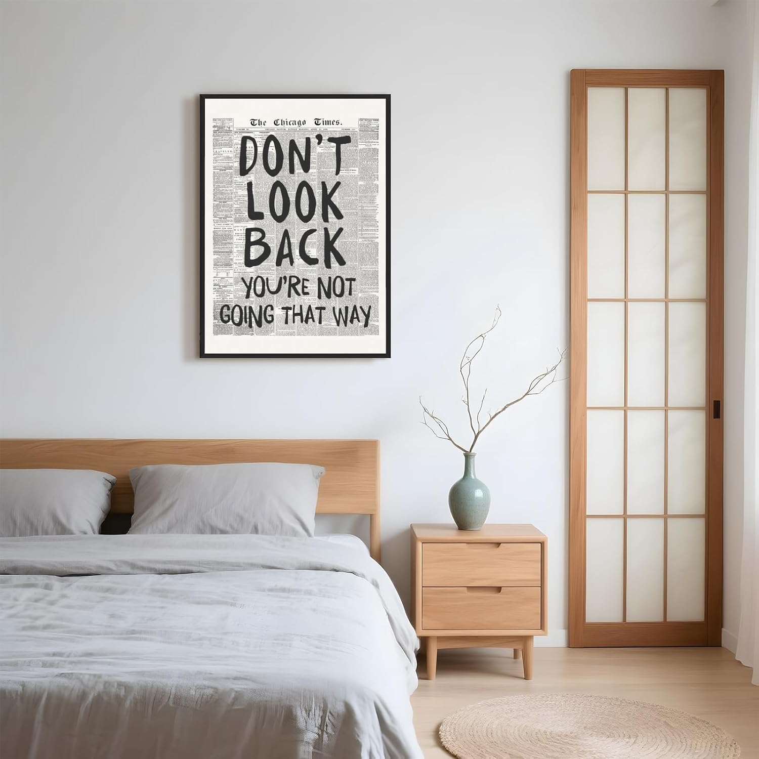 Framed Retro Newspaper Wall Art Trendy Black and White Poster Dont Look Back Inspirational Quote Posters Positive Motivational Affirmation Canvas Print Preppy Aesthetic Office Bedroom Decor 8x12inch - Image 4