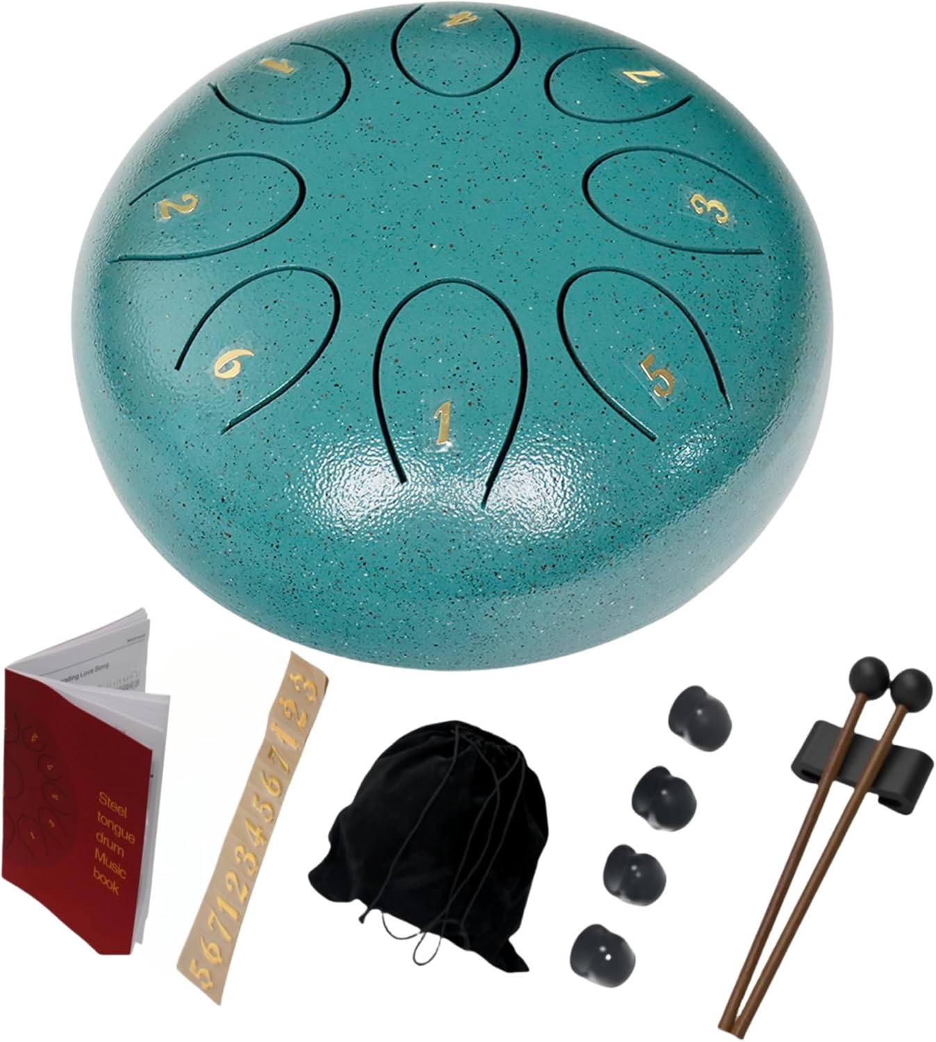 REGIS Steel Tongue Drum 6 Inch 8 Notes, Rain Drum Style Calming Percussion Instrument for Relaxation & Meditation, Musical Gift for Adults & Beginners(malachite) - Image 7