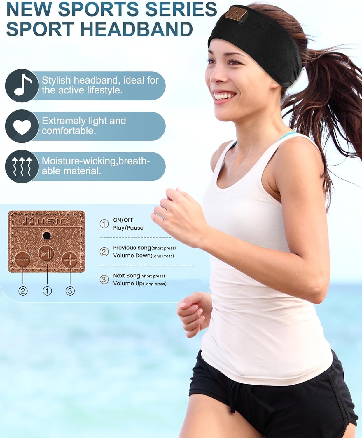 2-Pack Sleeping Headphones, Headband Headphones with Ultra-Thin HD Stereo Speaker, Bluetooth Headband for Sports, Workouts, Insomnia, Yoga, Air Travel, Meditation - Black&Grey - Image 4