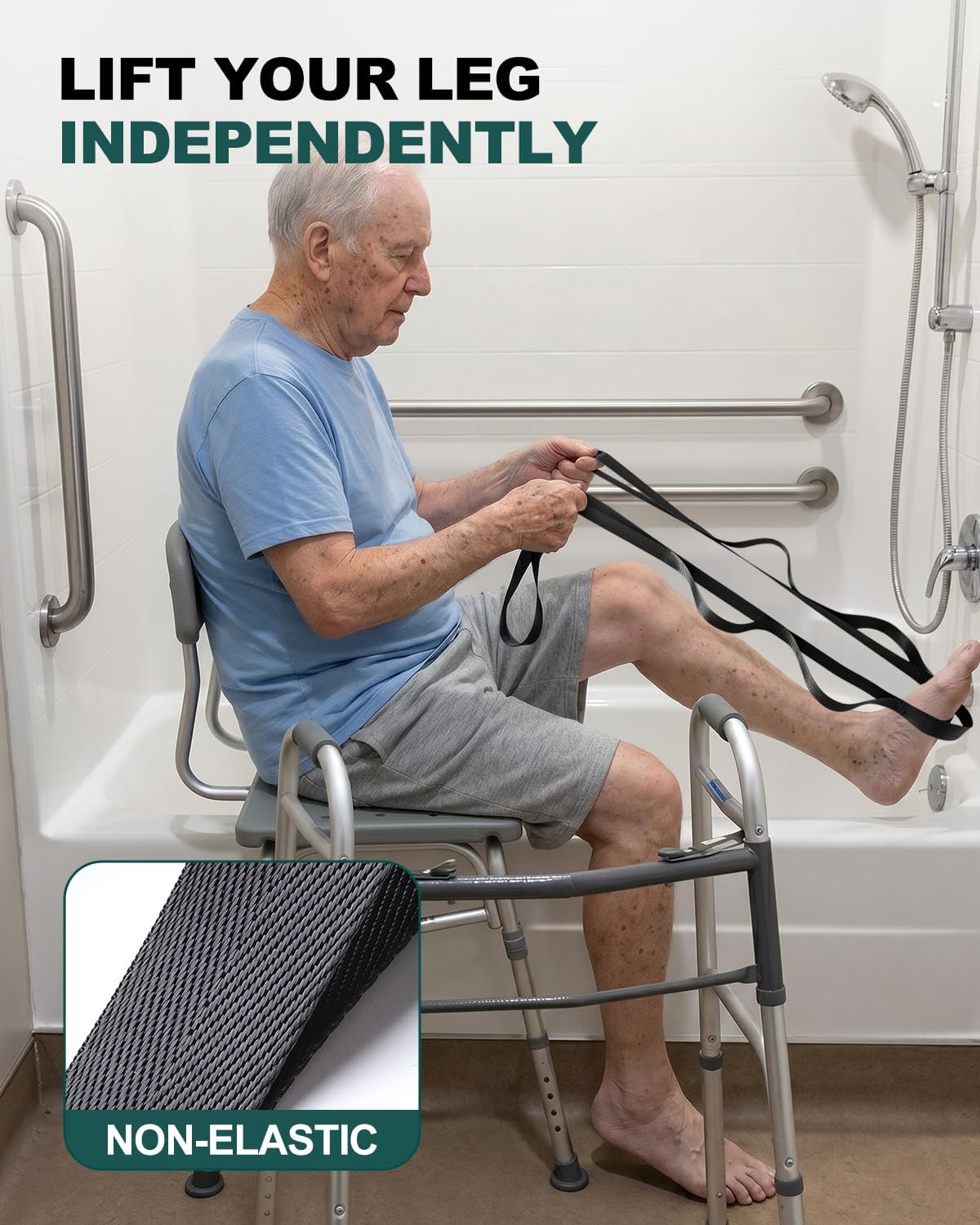 Trideer Non-Elastic Stretching Strap with Loops for Physical Therapy & Rehab, Knee Hip Leg ROM Post-Surgery, Yoga Strap for Stretching, Leg Lifter Strap Mobility Aid, Hamstring Calf Back - Image 4