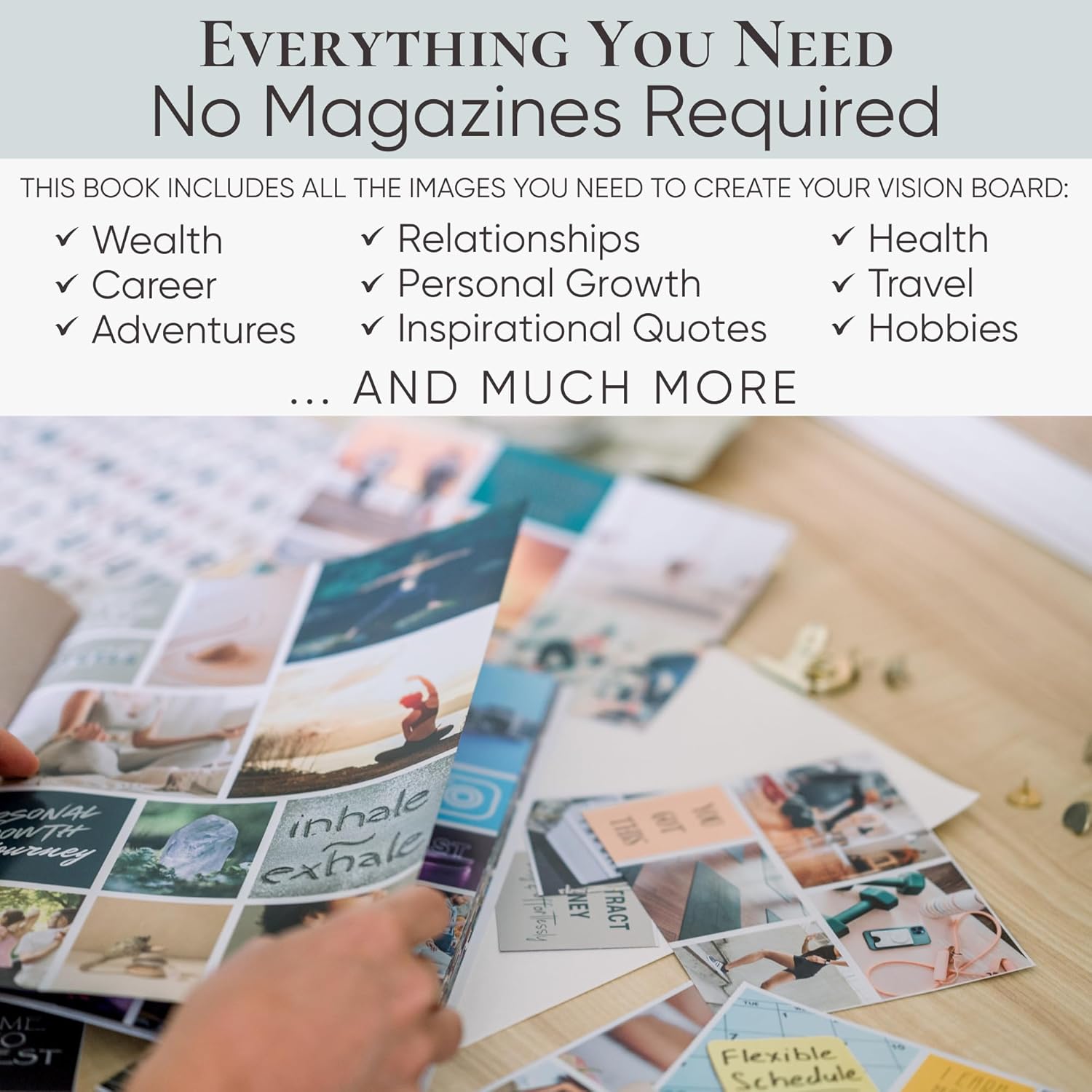 Vision Board Book for Women | 1000+ Images, Quotes & Affirmations | Tear-Out Perforated Pages + Letter & Number Stickers | Complete Vision Board Kit & Collage Clip Art Book for Goal Setting - Image 3