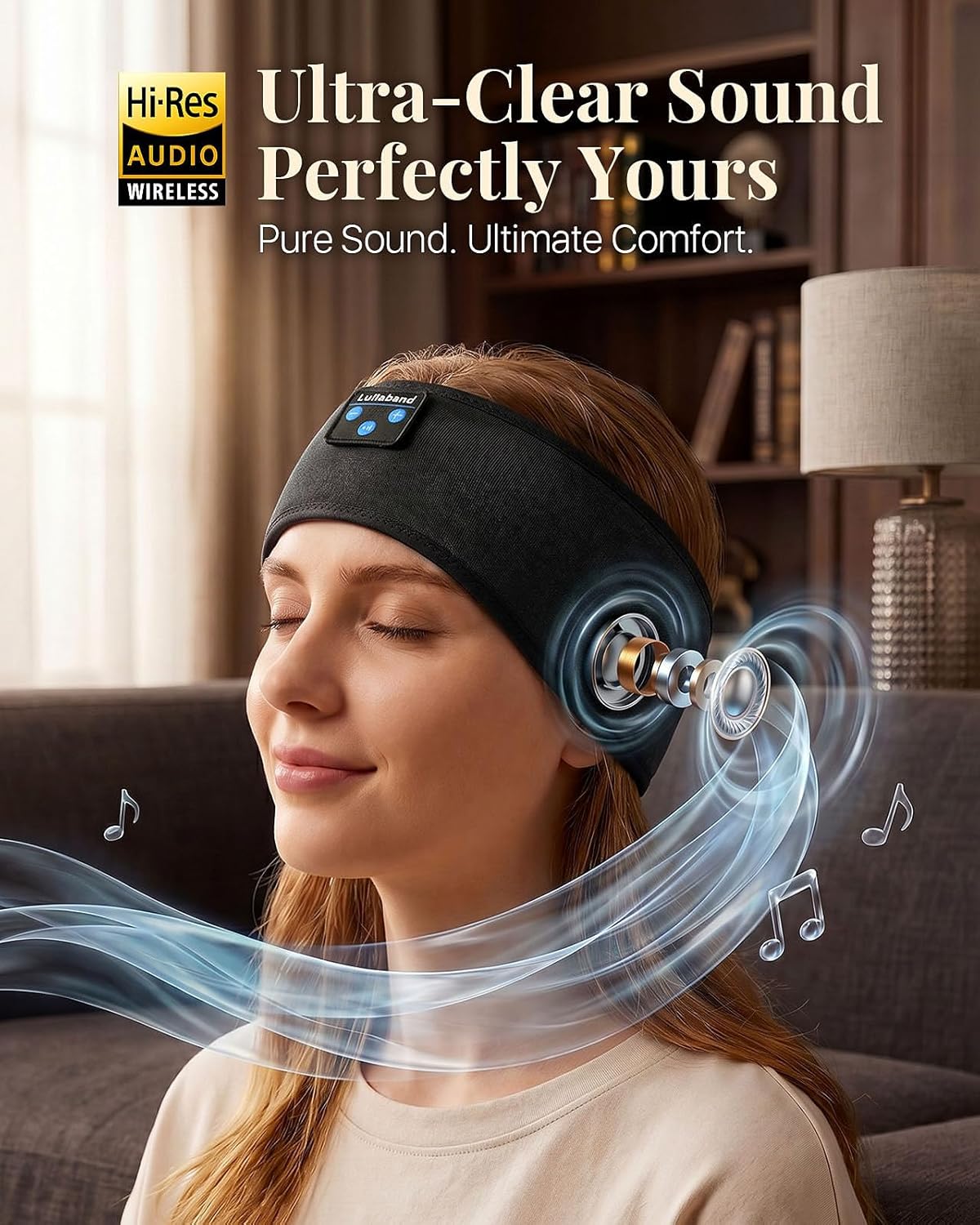 Lullaband Sleep Headphones, Bluetooth Headband Headphones with 12-Hour Battery, Soft Headband for Sleeping, Travel, Exercise, Yoga & Relaxation - Image 6