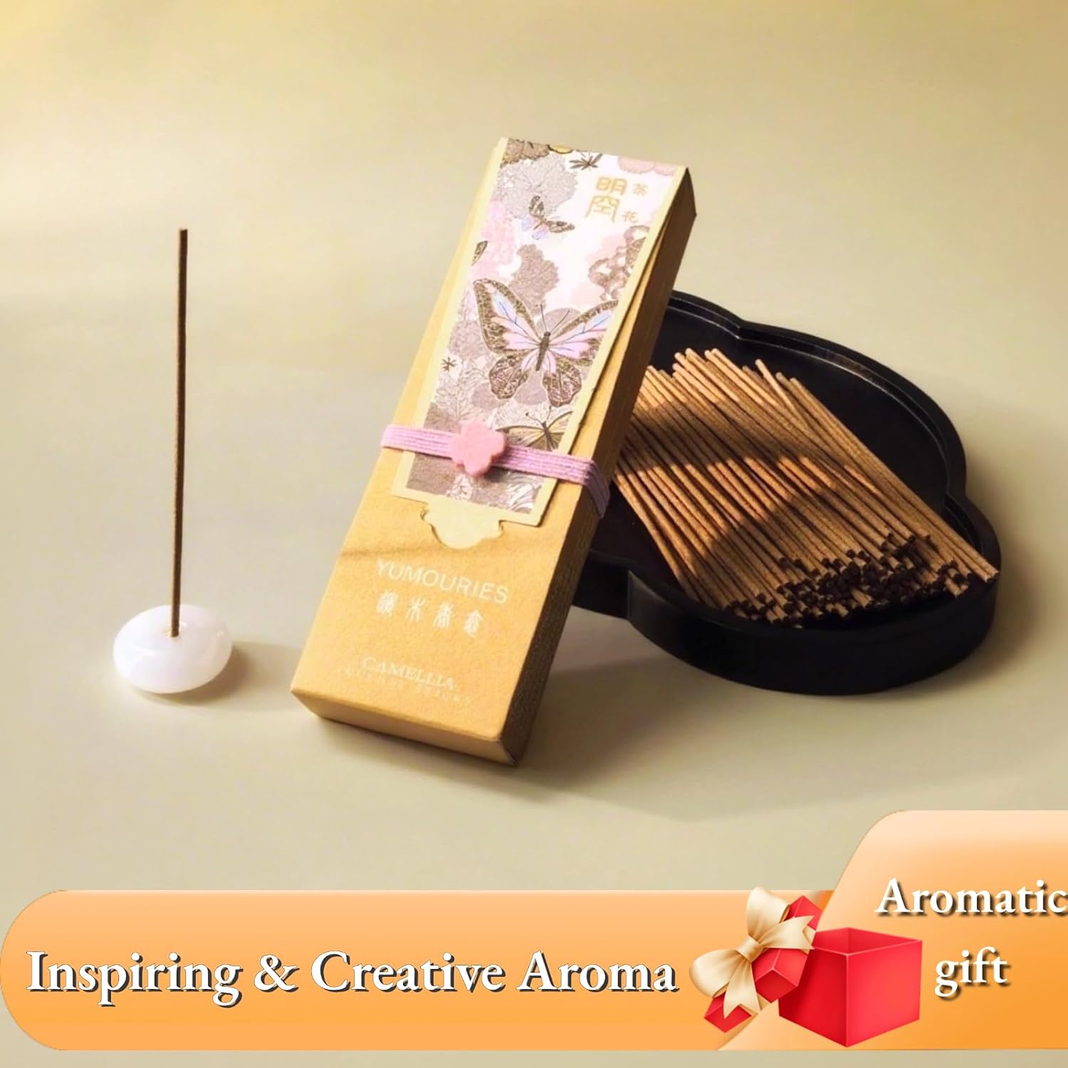 Camellia Incense Sticks 30g · Non-Toxic · Low Smoke for Meditation | Woody floral blend, 20-min burn sticks, with pebble holder, home fragrance, stress relief, gift for spa yoga home - Image 6