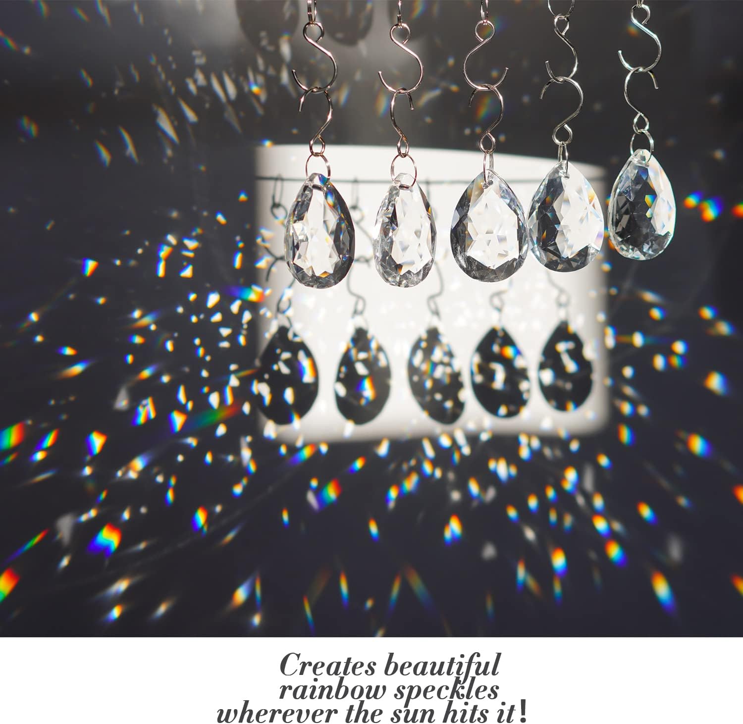 10pcs 38mm Clear Crystal Teardrops Chandelier Parts,Chandelier Crystal Prisms Pendants with Hook,Hanging Crystals for Lamp Window Christmas Tree Decoration Suncatcher - Image 4