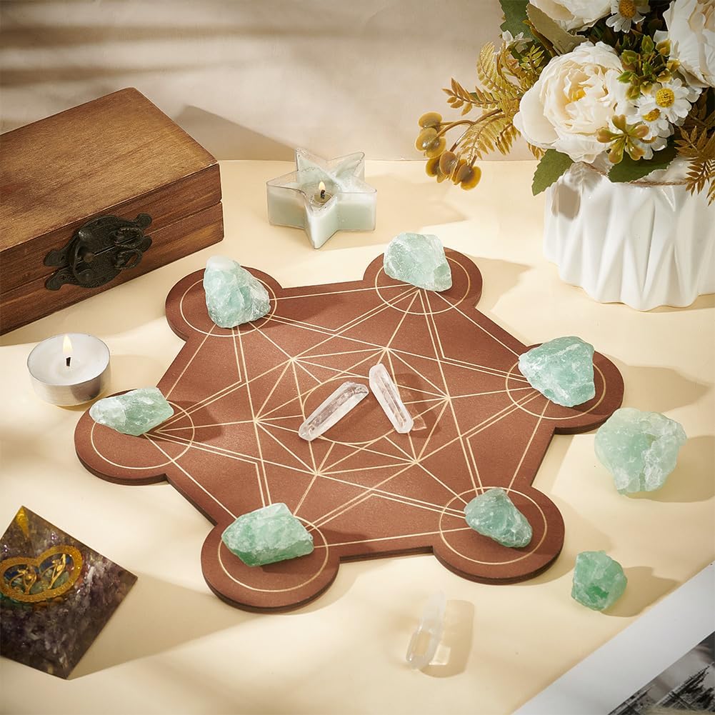 FINGERINSPIRE Wooden Crystal Grid Board 10-inch Hexagon Metatron's Cube - Sacred Geometry Energy Kit for Witchcraft Ritual and Sacred Space Decor - Image 5