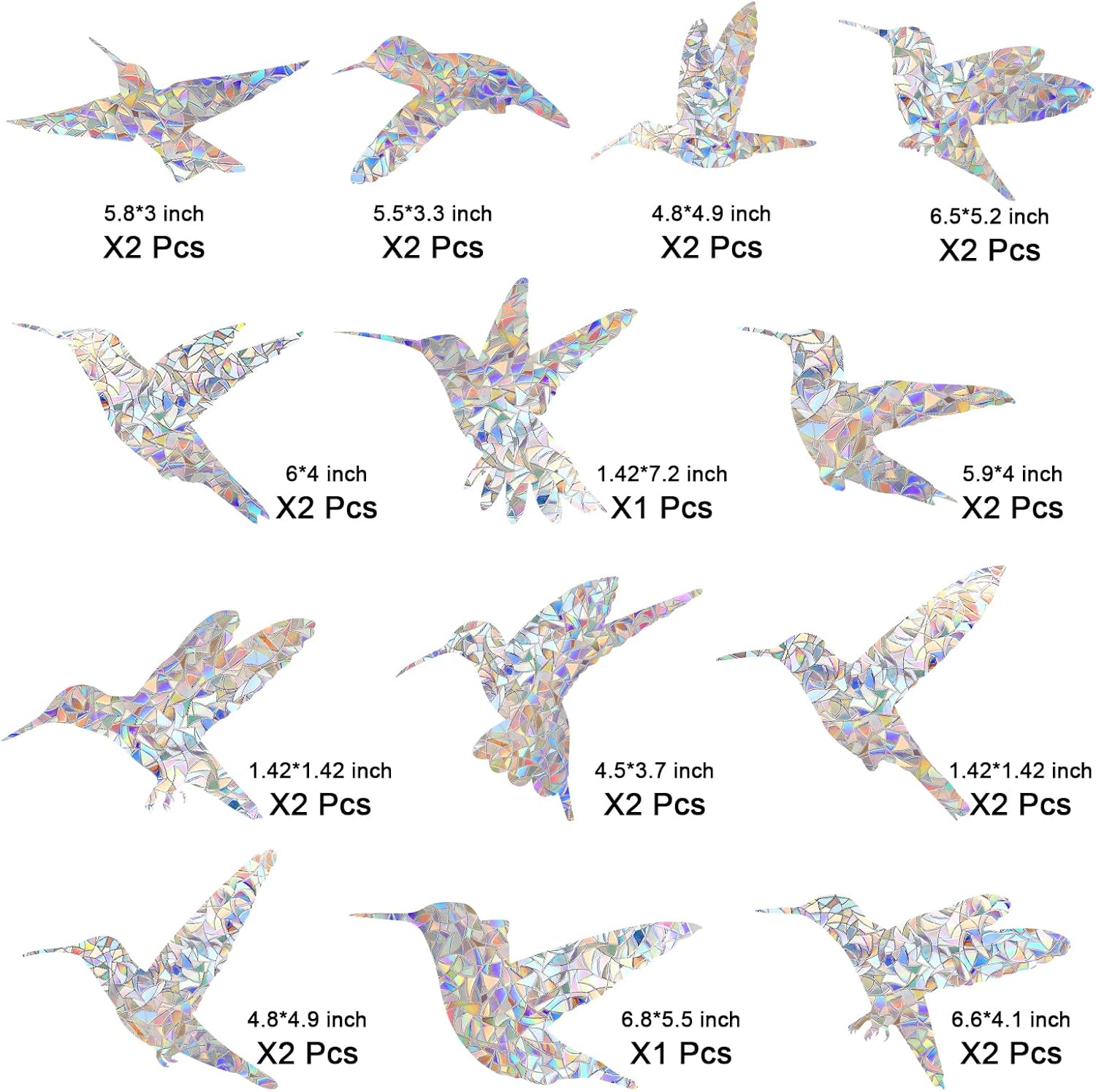 Window Decals to Prevent Birds Strikes, DELLAN 24 Anti-Collision Rainbow Window Clings, Bird Deflectors Stickers for Glass Windows (Birds) - Image 3