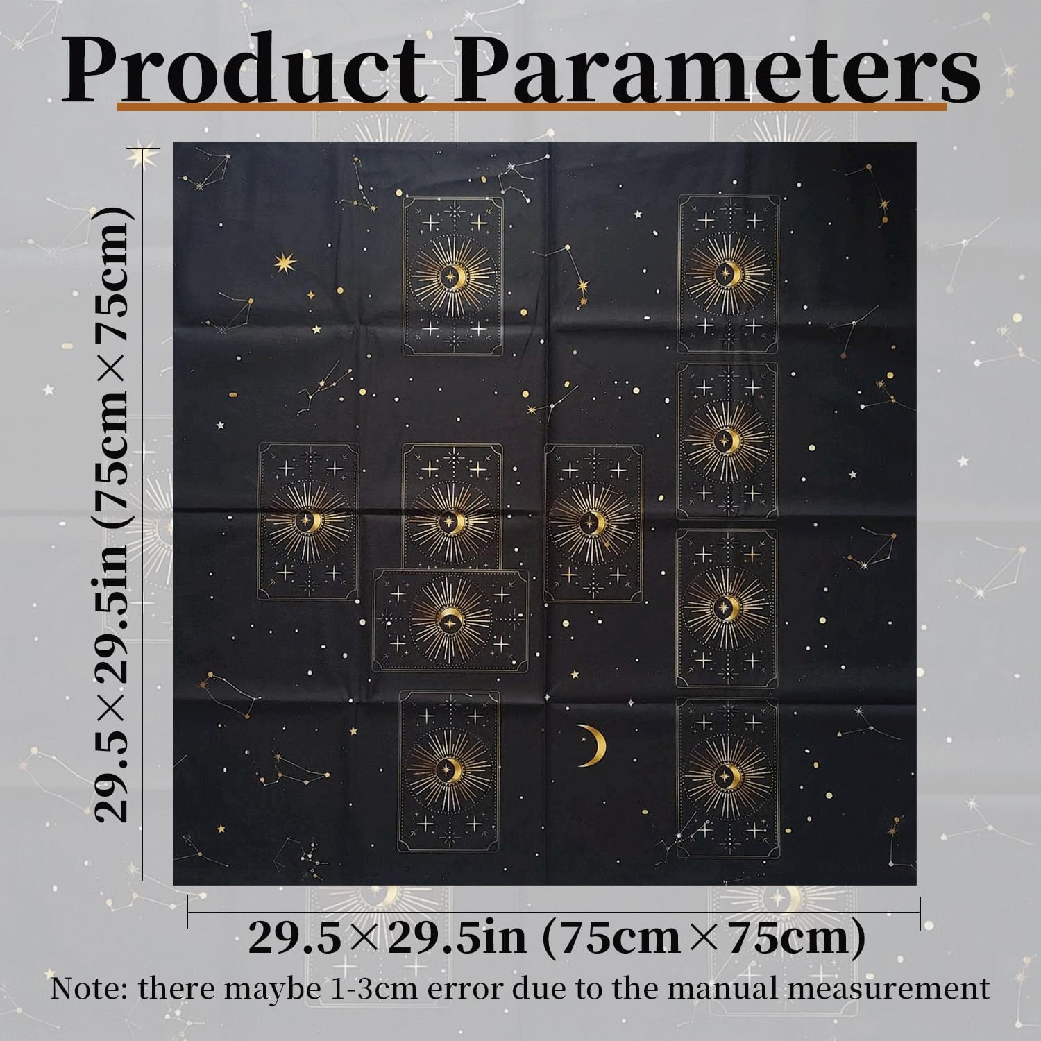 29.5X29.5in Altar Cloth Star Printed Tarot Cloth Black Mystical Tarot Tablecloth for Reading,Divination Magic Spiritual Rituals - Image 2
