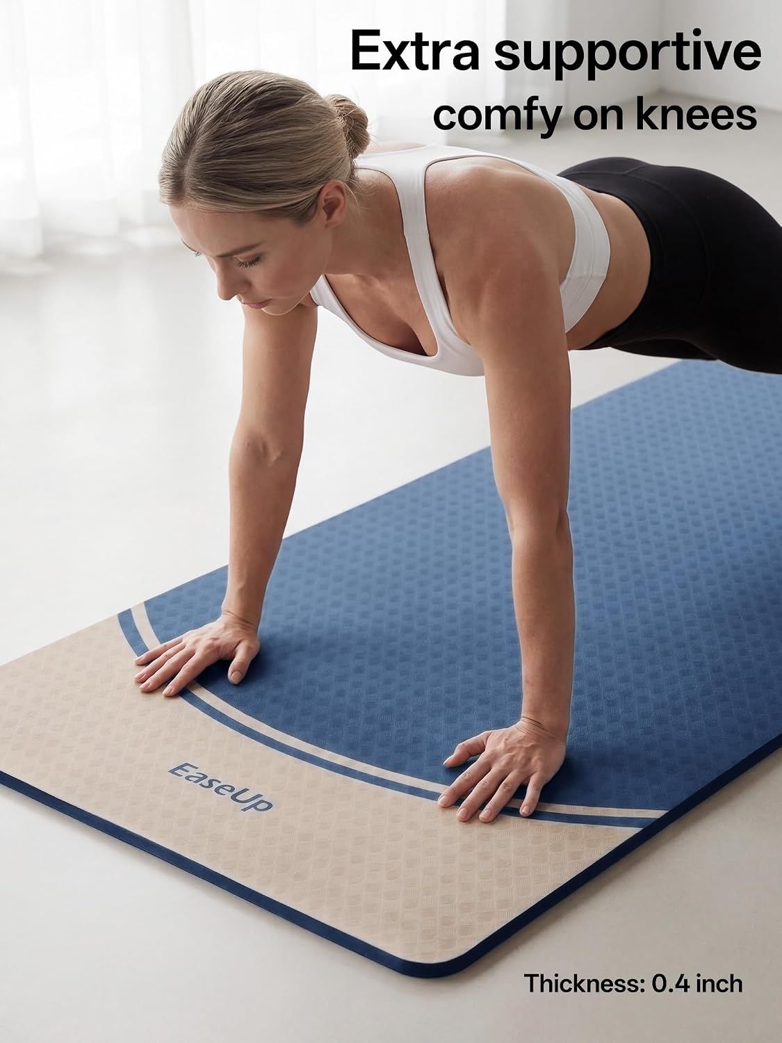 EaseUp Extra Thick Yoga Mat -2/5 inch (10MM), 72.8x31.5" Extra Long-Wide, Professional TPE Non-slip yoga mats for Yoga,Exercise, Workout,Pilates and Fitness, with strap - Image 6