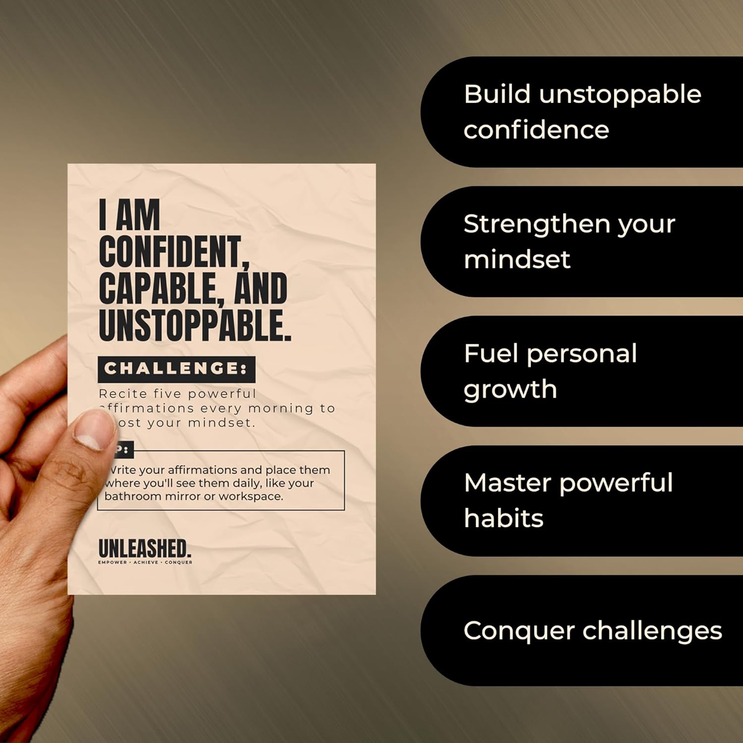 Daily Affirmation Cards to Unleash Your Best Self - 55 Cards for Driven Men & Women for Birthday, New Job, Promotion, Personal Growth, | Motivational Gifts for Husband, Boyfriend, Employees, Athletes - Image 5