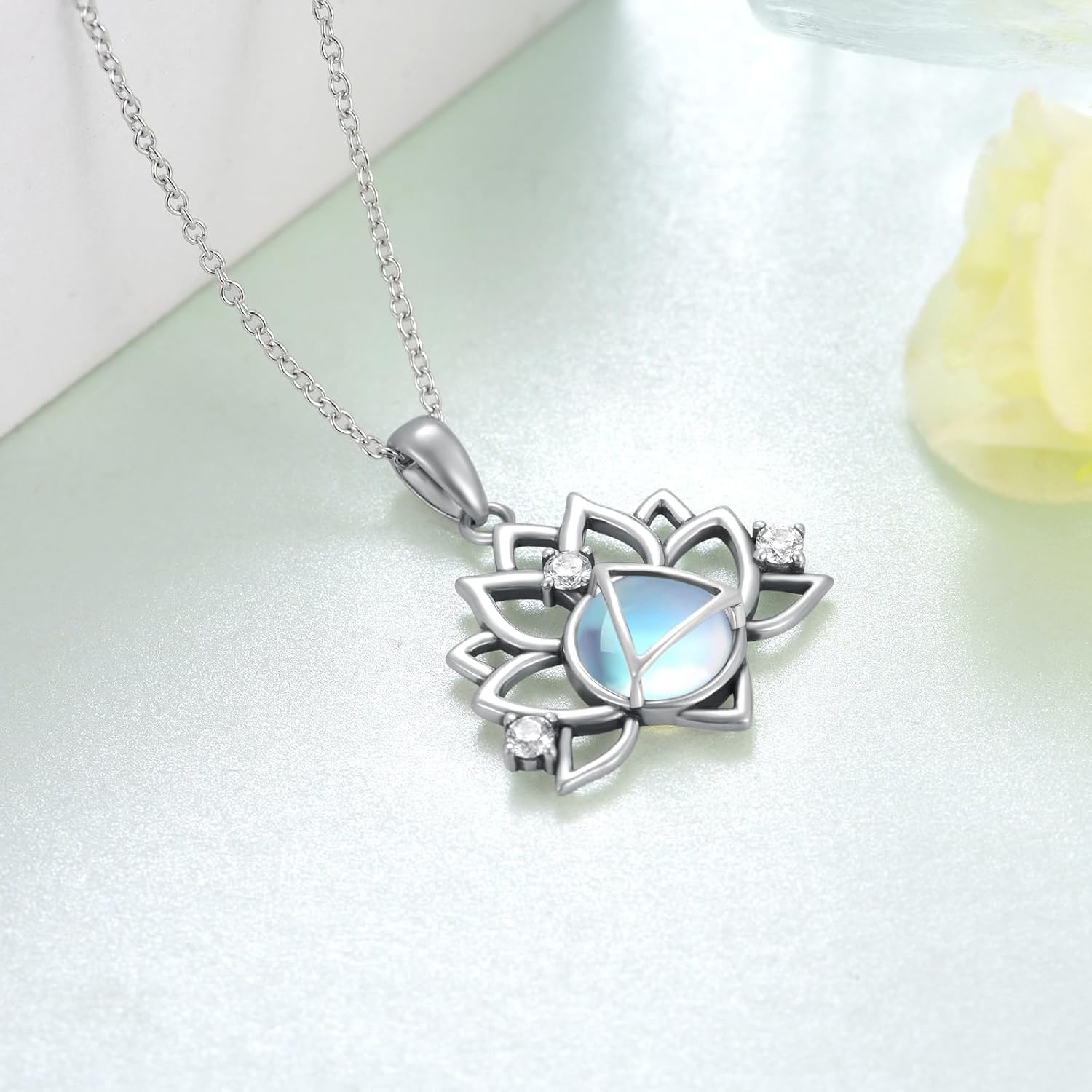 Sobriety Necklace Sterling Silver AA Necklace NA Necklace Recovery Symbol Necklace Lotus Sobriety Gift for Women - Image 3